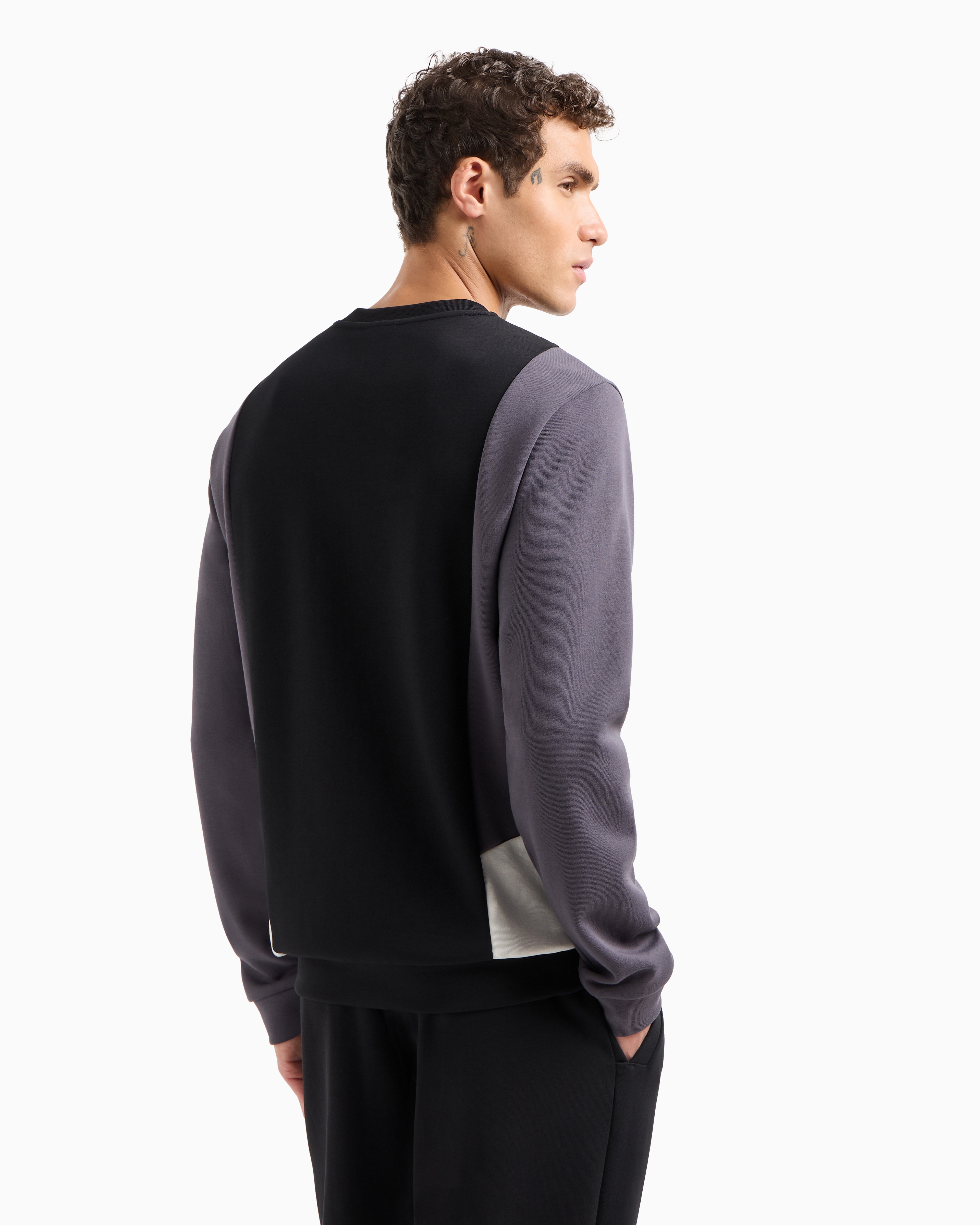 Ea7 Summer Block Cotton-blend Sweatshirt In Black