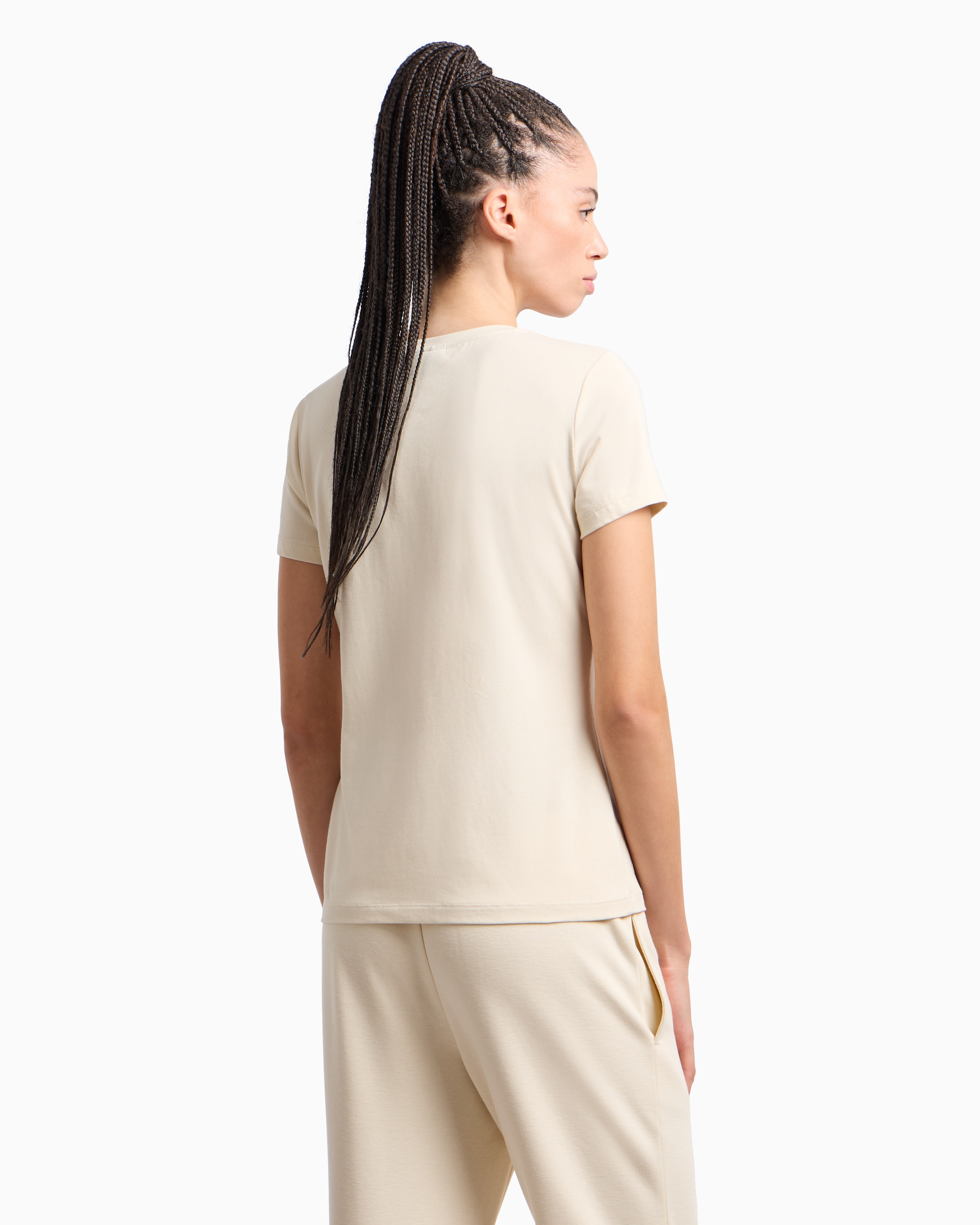 Ea7 Regular Fit T-shirts In Beige