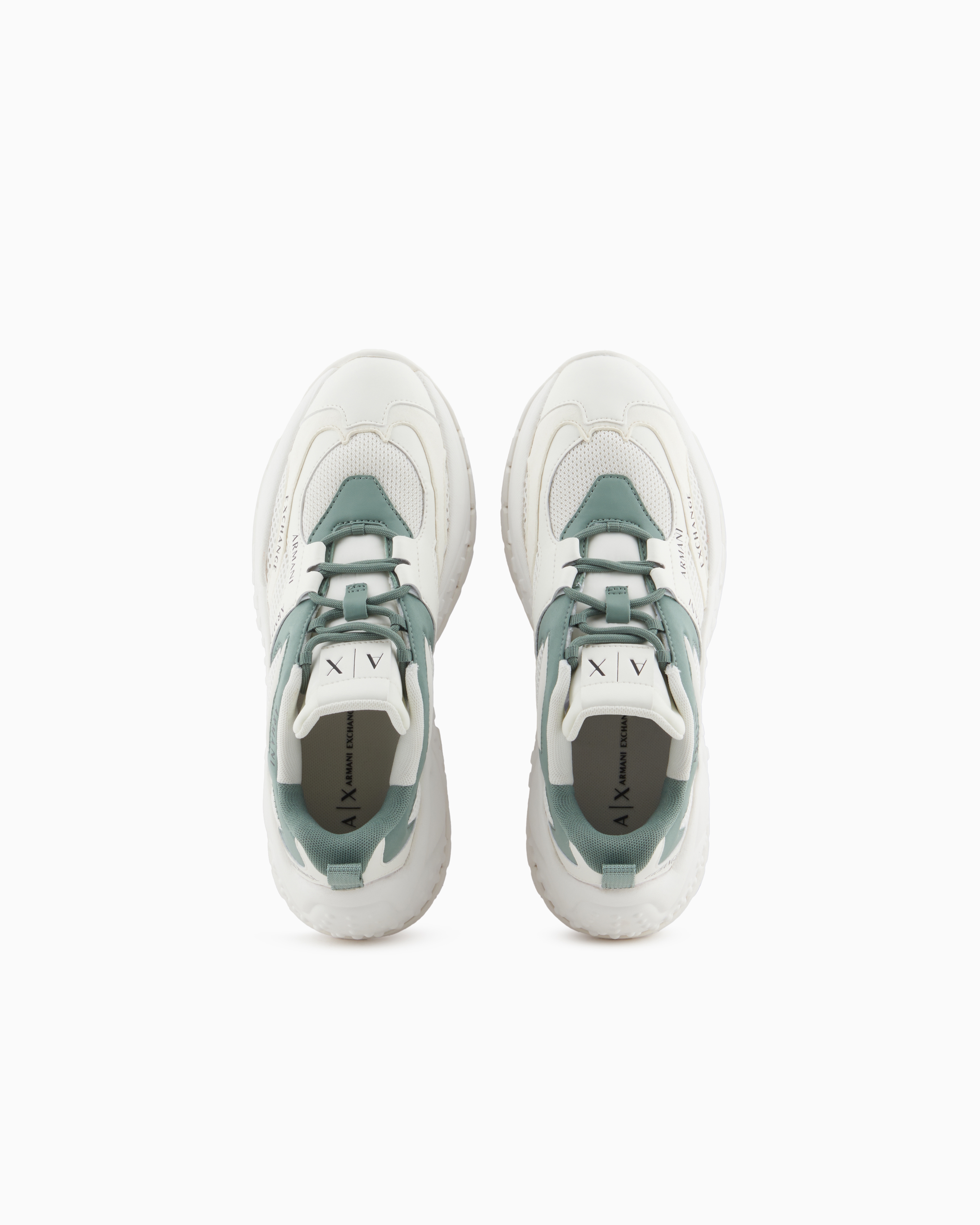 Armani Exchange Mesh Sneakers With Custom Tread In Green