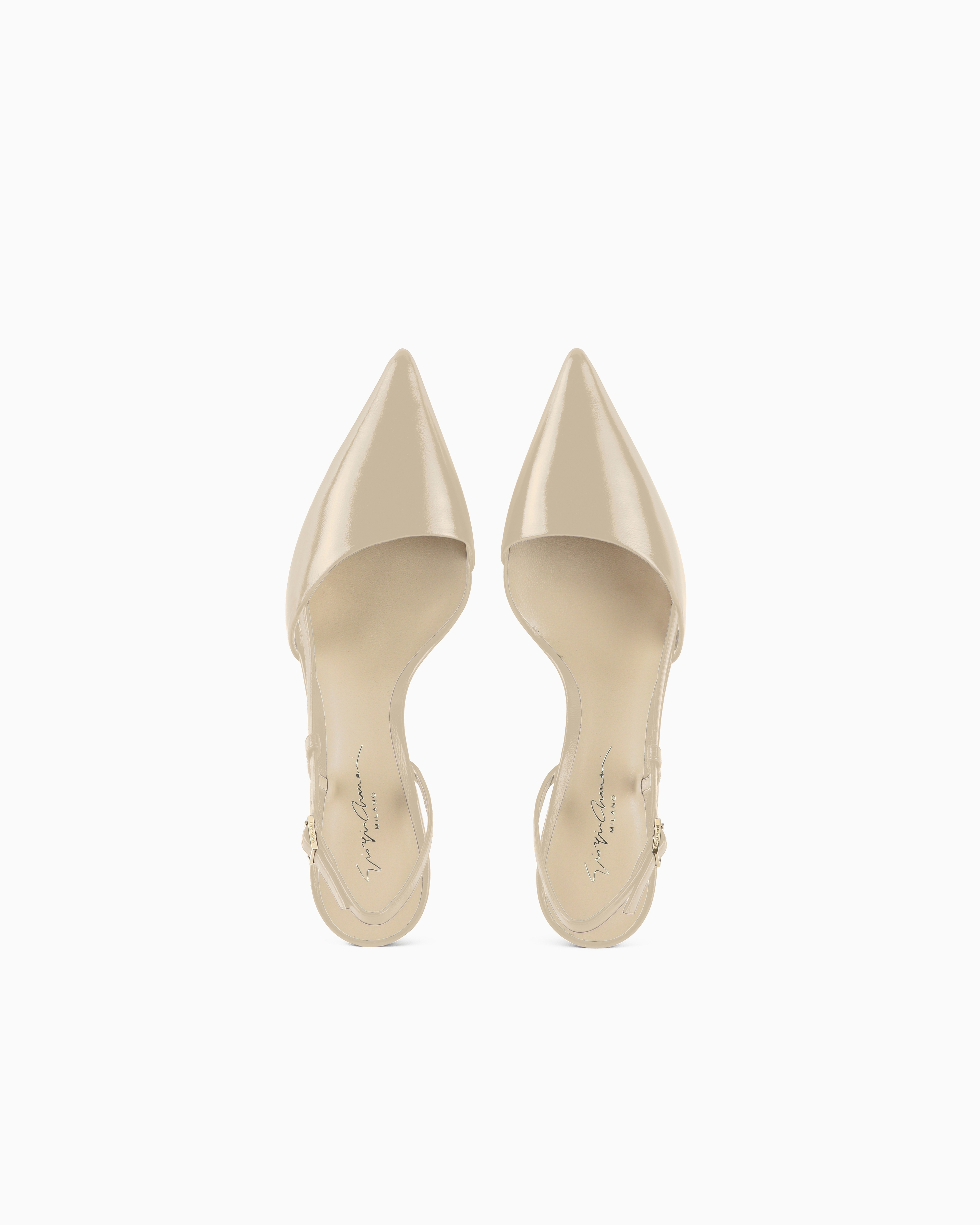 Giorgio Armani Slingbacks In Textured Patent Leather In Beige