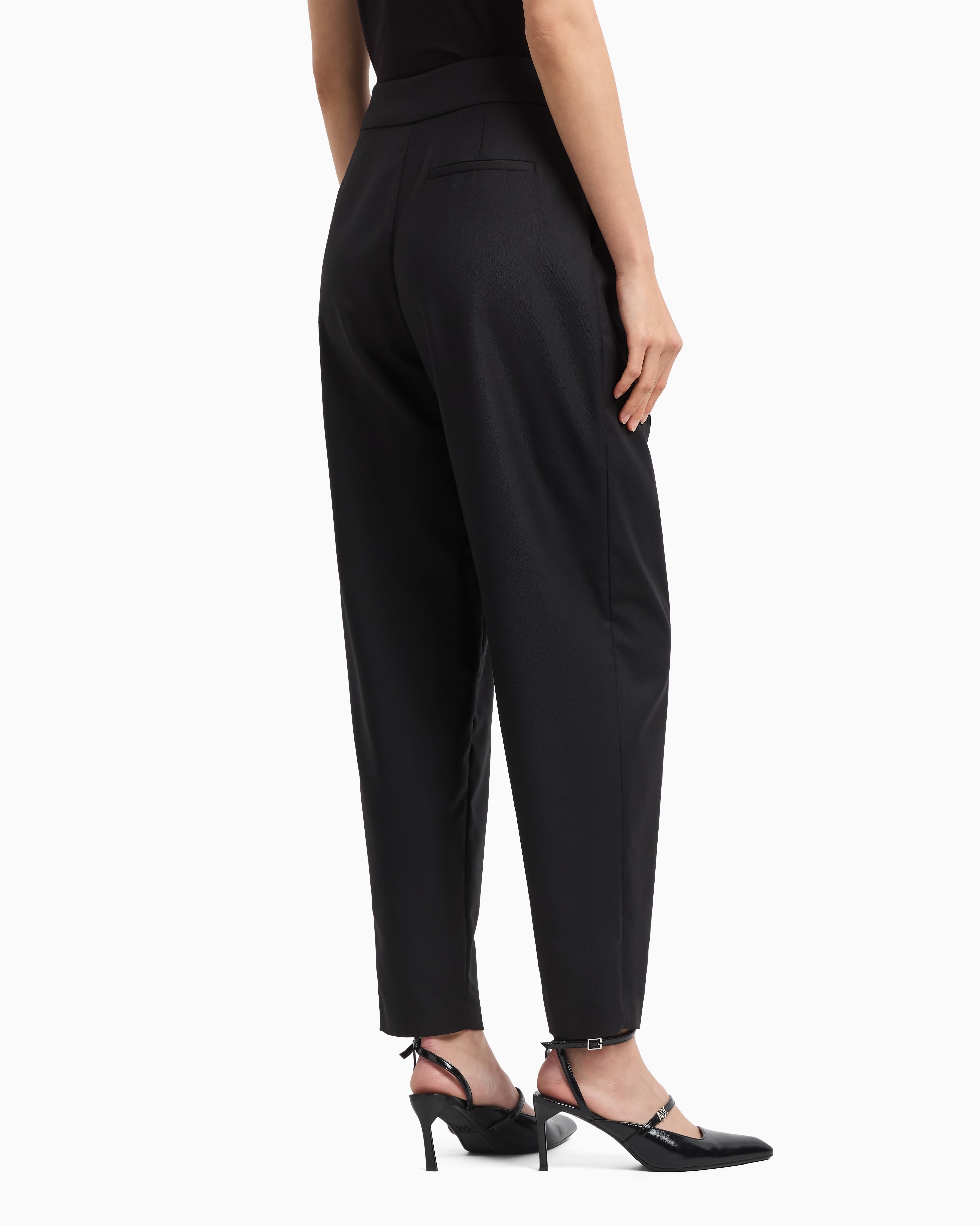 Armani Exchange - Twill pleated trousers, Woman, Black, Size: