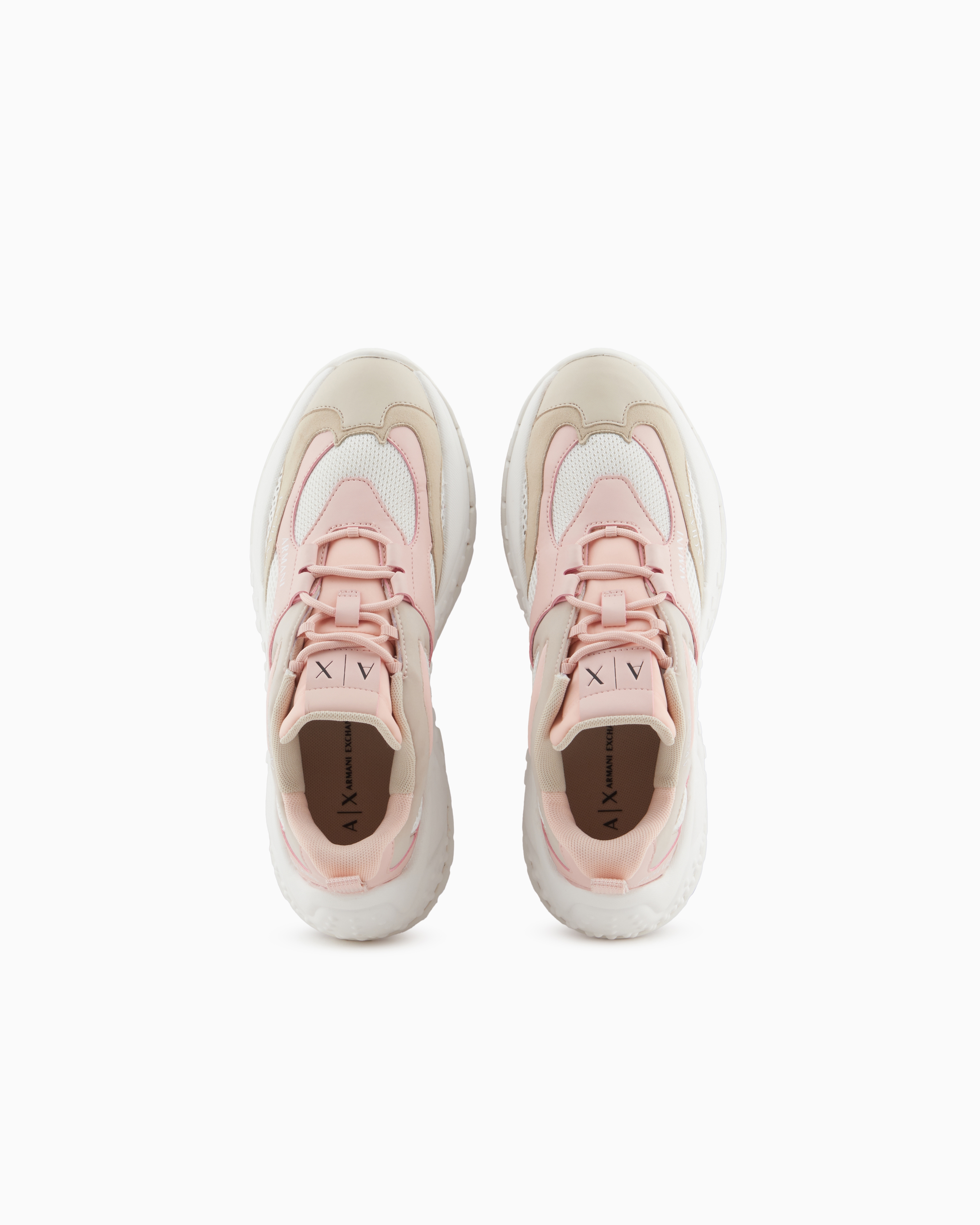 Armani Exchange Mesh Sneakers With Custom Tread In Pink