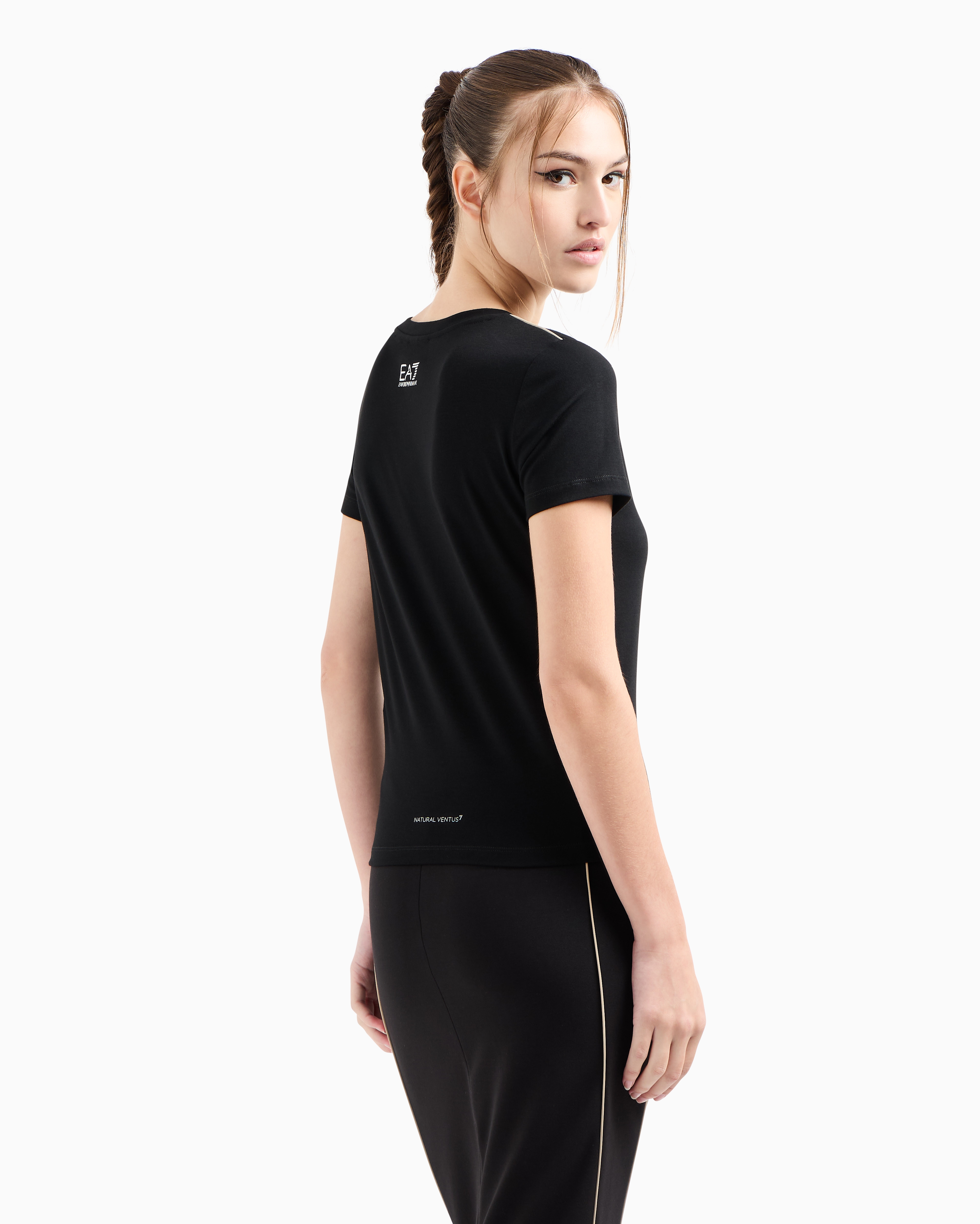 Ea7 Dynamic Athlete Crew-neck T-shirt In Natural Ventus7 Technical Fabric In Black