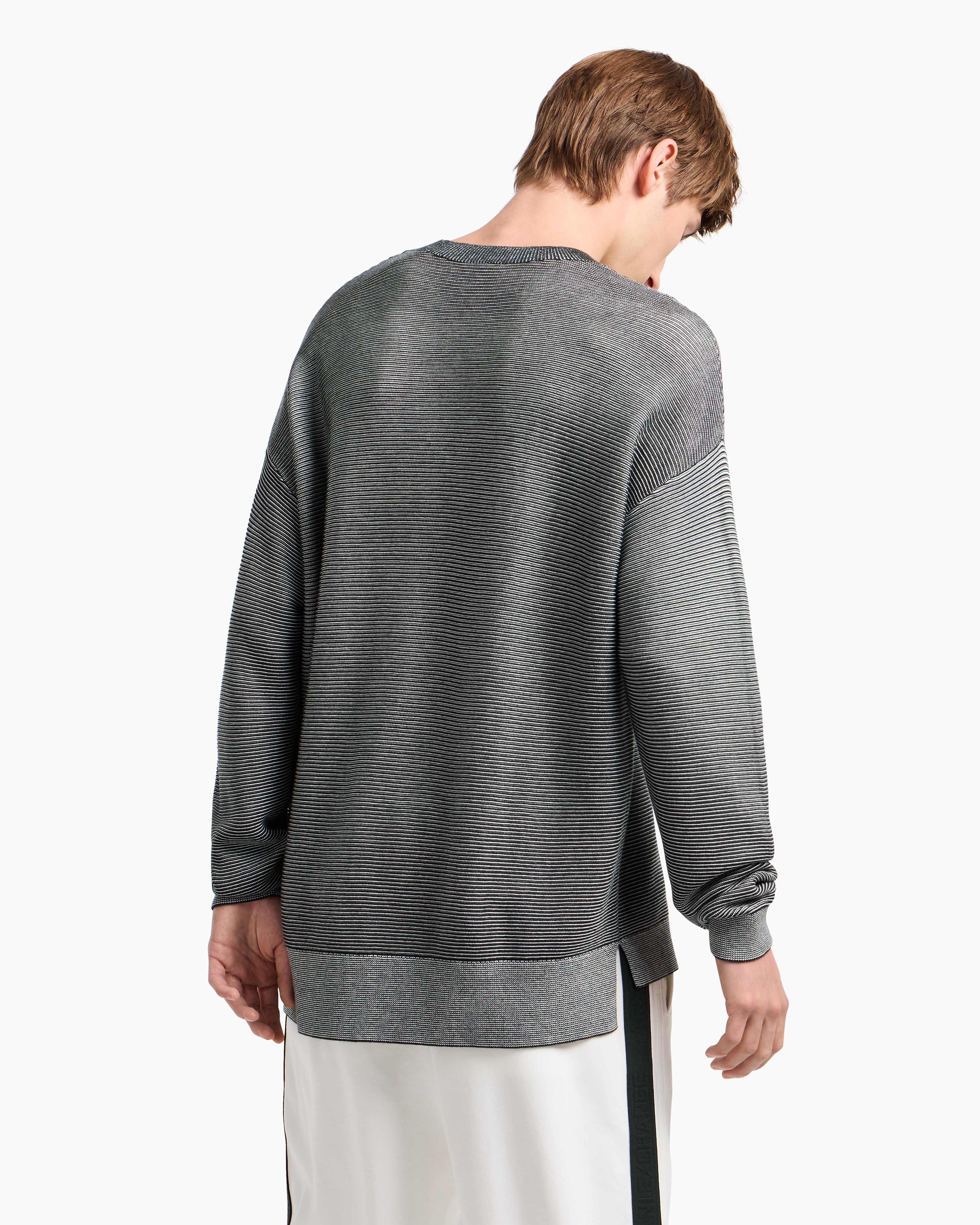Armani Exchange Ribbed Cotton Sweater In Green