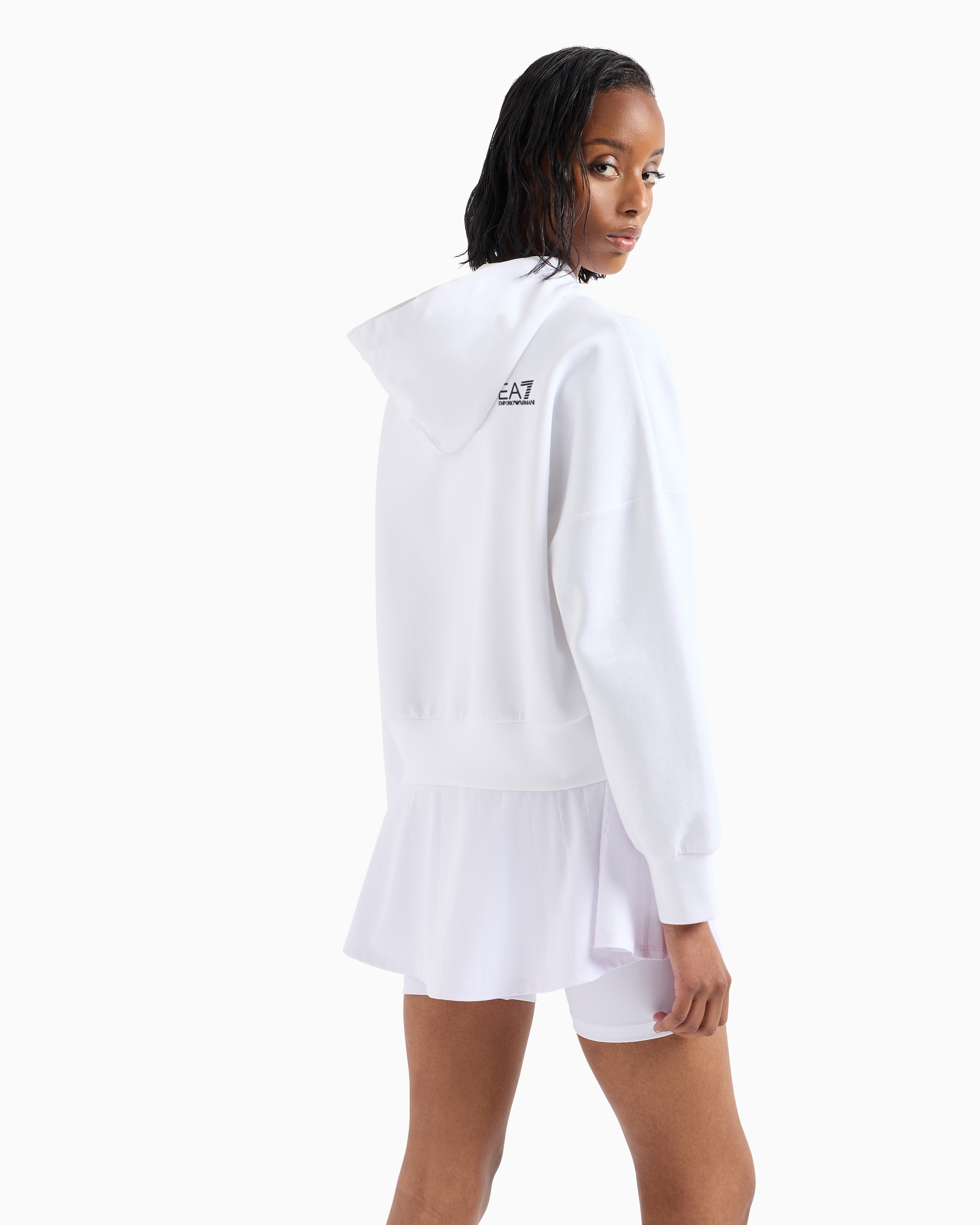 Ea7 Zip-up Sweatshirts In White