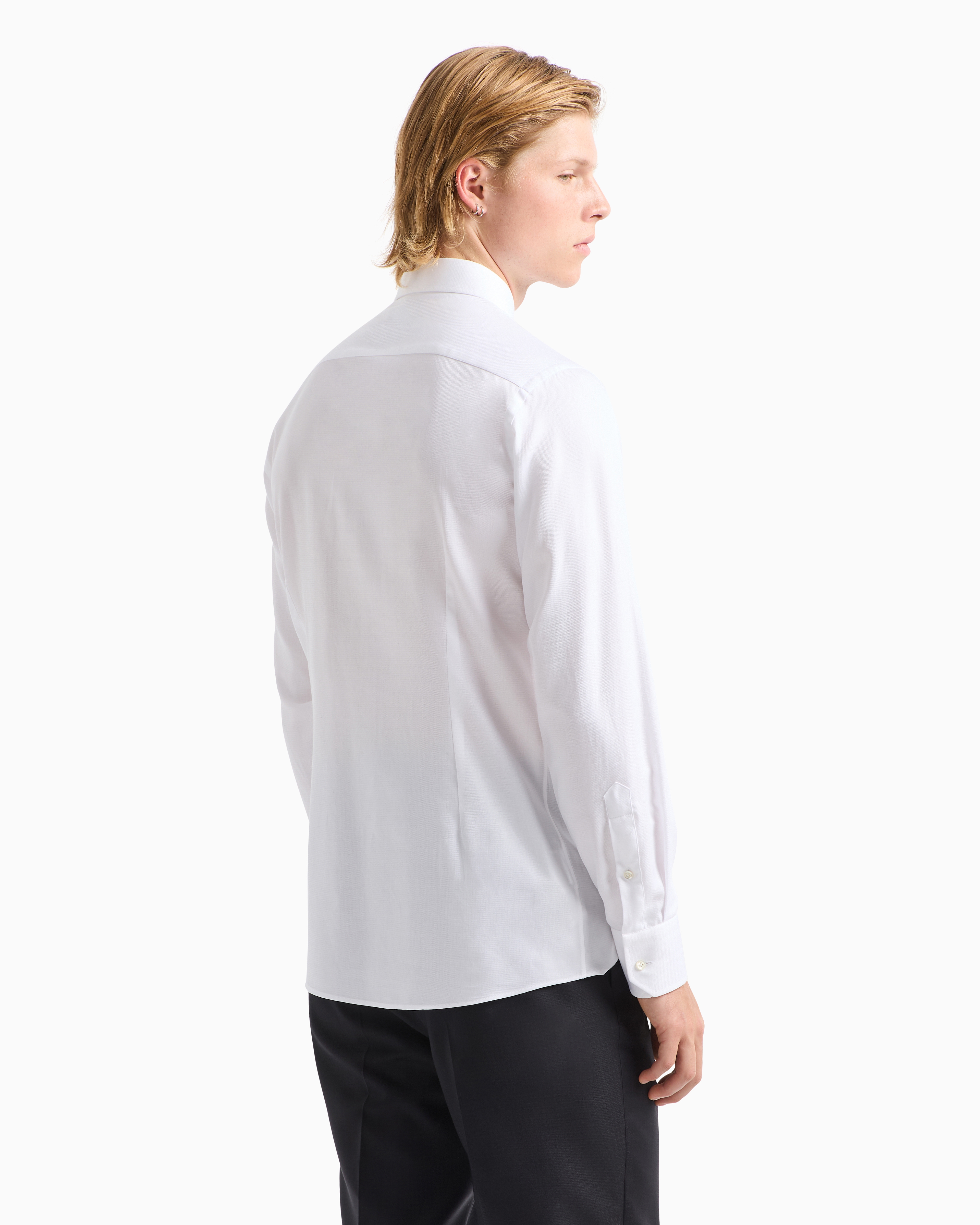 Emporio Armani Garment-dyed Linen Shirt With French Collar In White