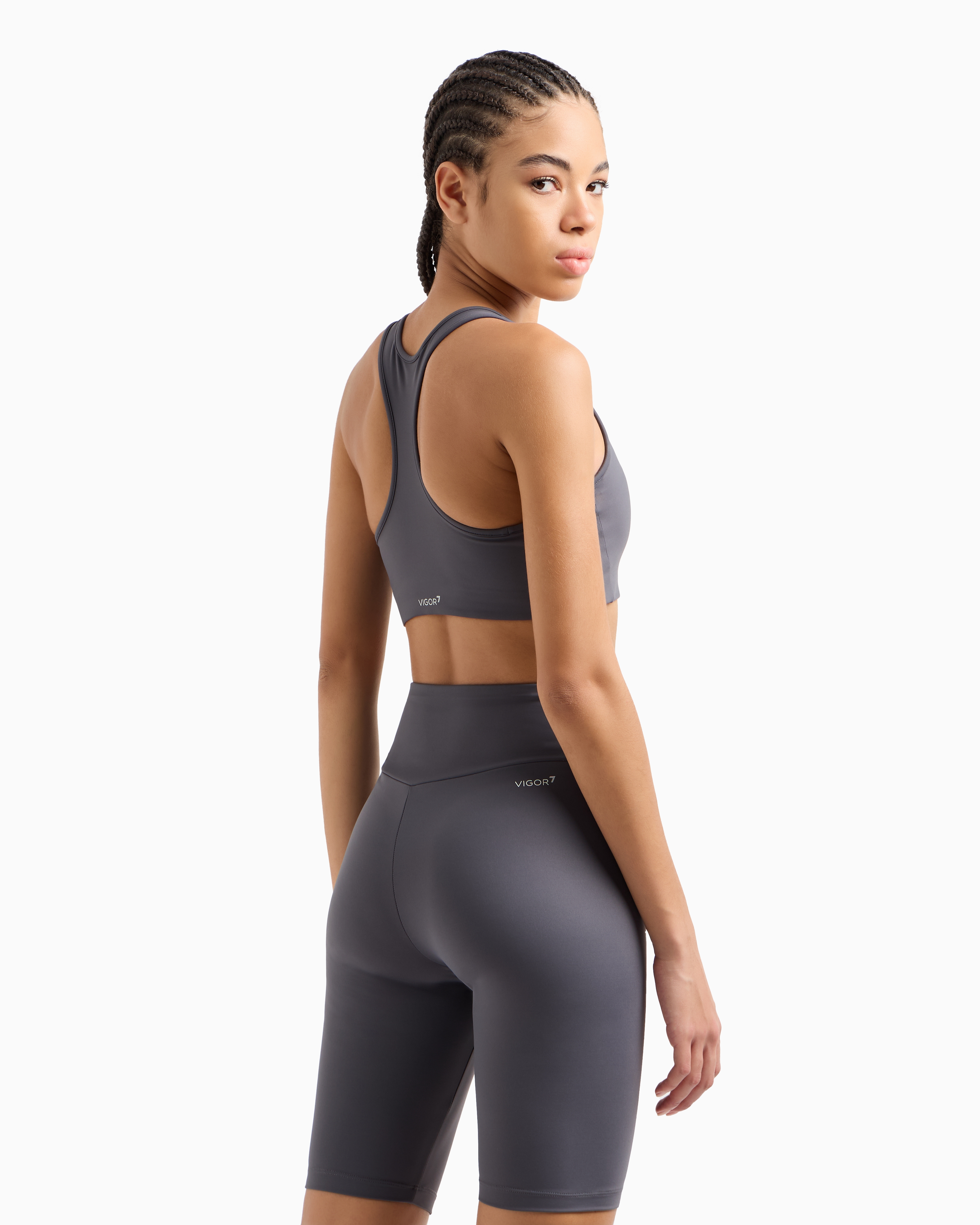 Ea7 Dynamic Athlete Sports Bra In Vigor7 Technical Fabric In Grey