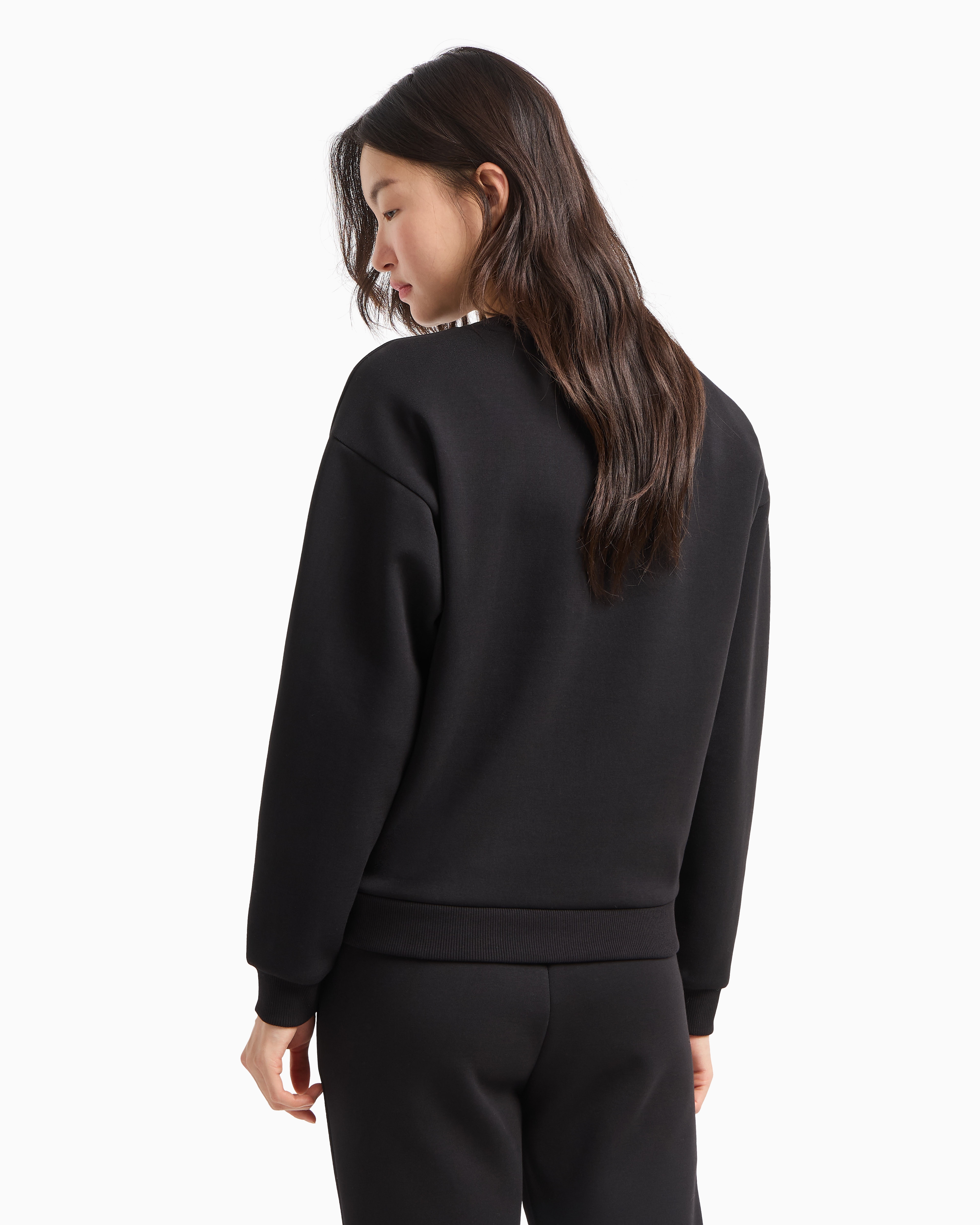 Armani Exchange - Embroidery Sweatshirt, Woman, Black, Size: XS