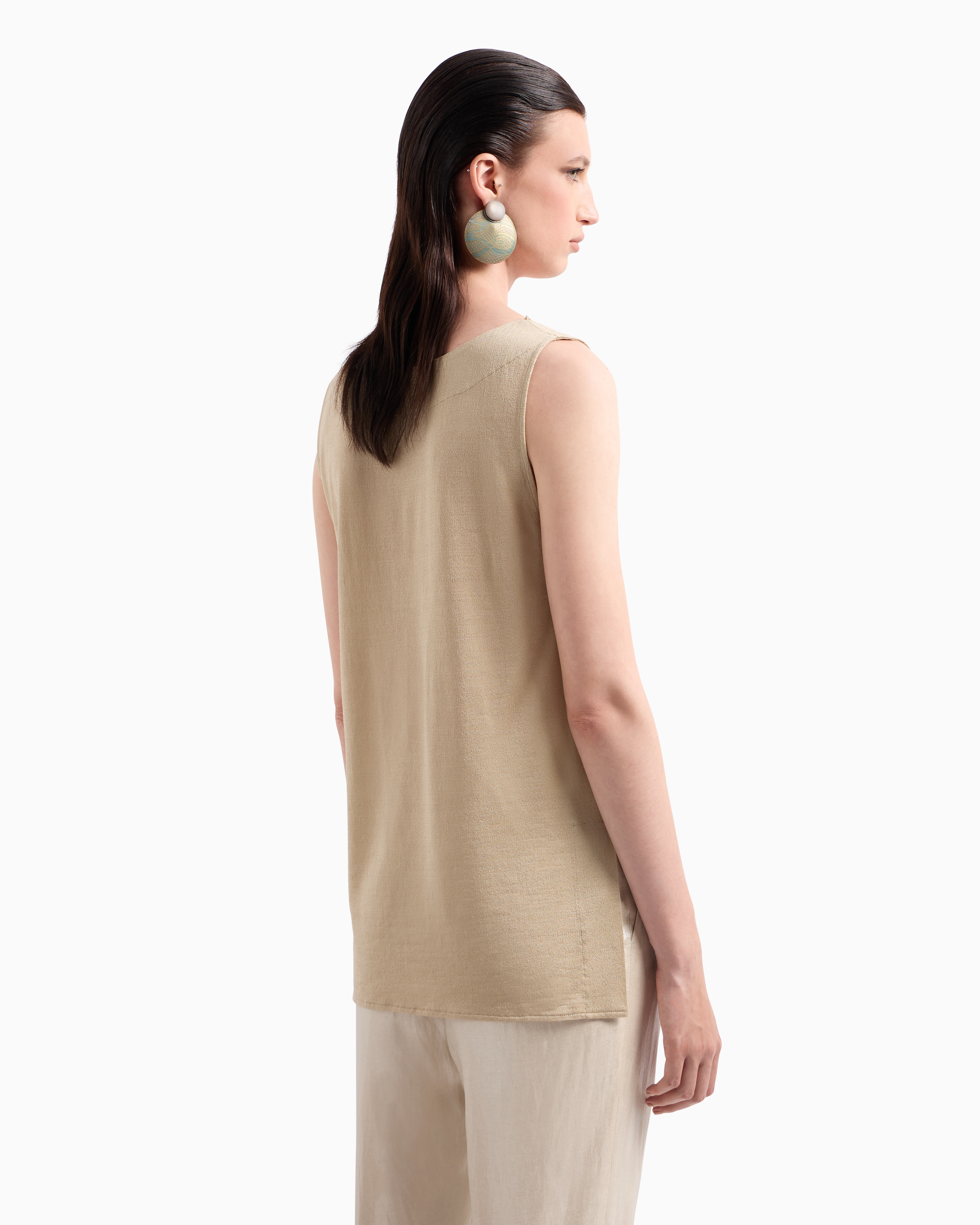 Giorgio Armani Knitted Tops In Beige