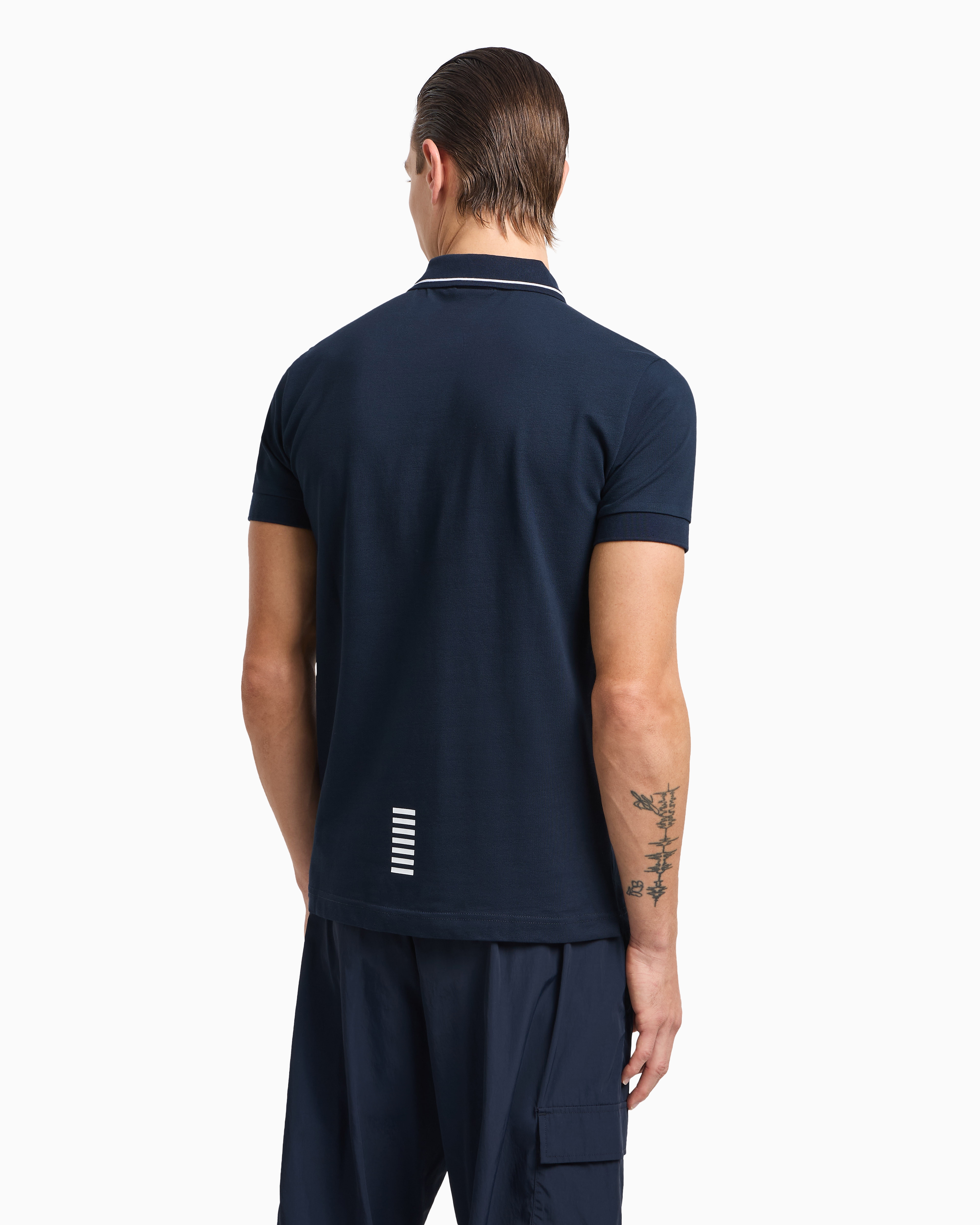 EA7 CORE IDENTITY STRETCH-COTTON PIQUÉ POLO SHIRT