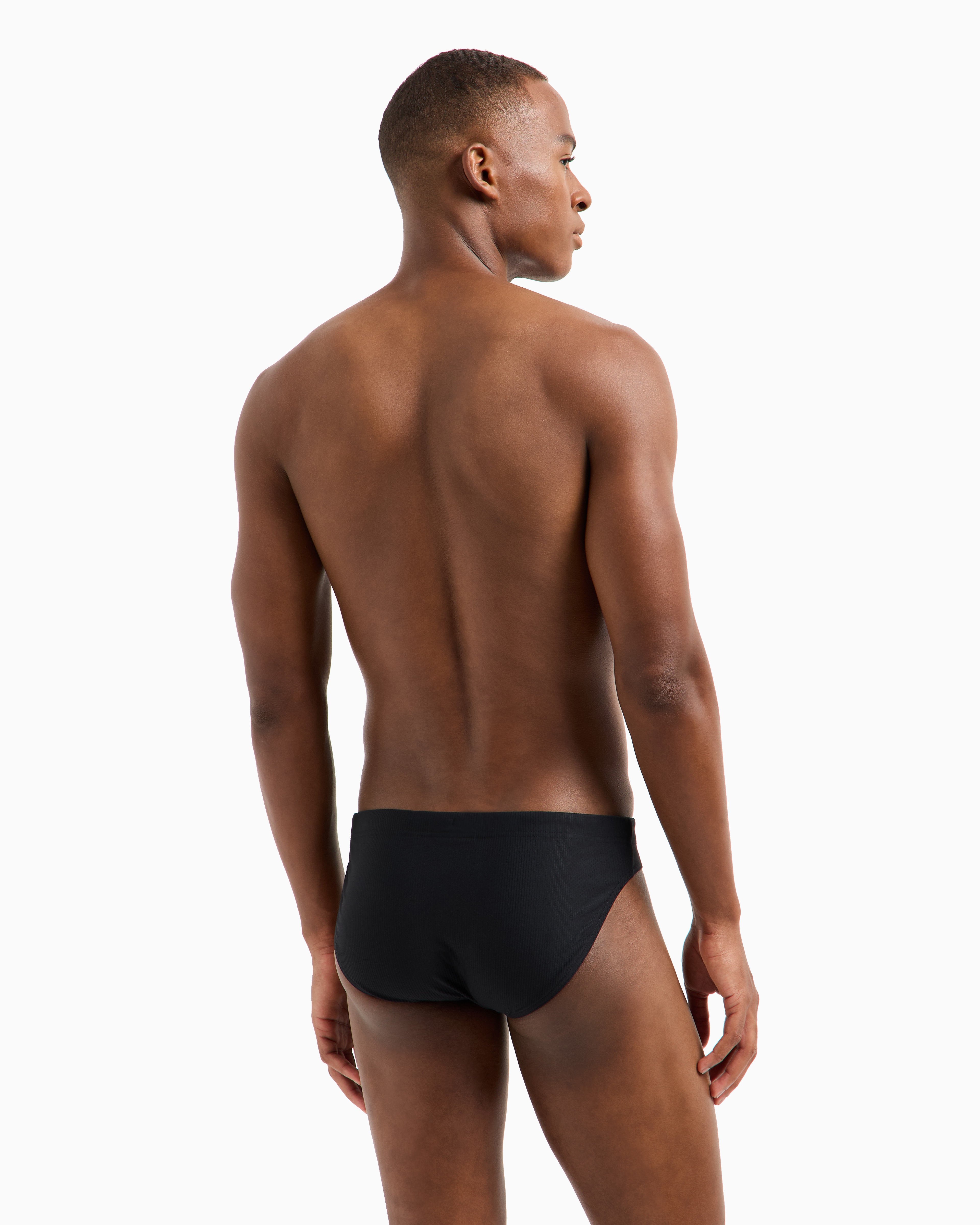 Emporio Armani Black Edition Swim Briefs With Logo Patch In Black