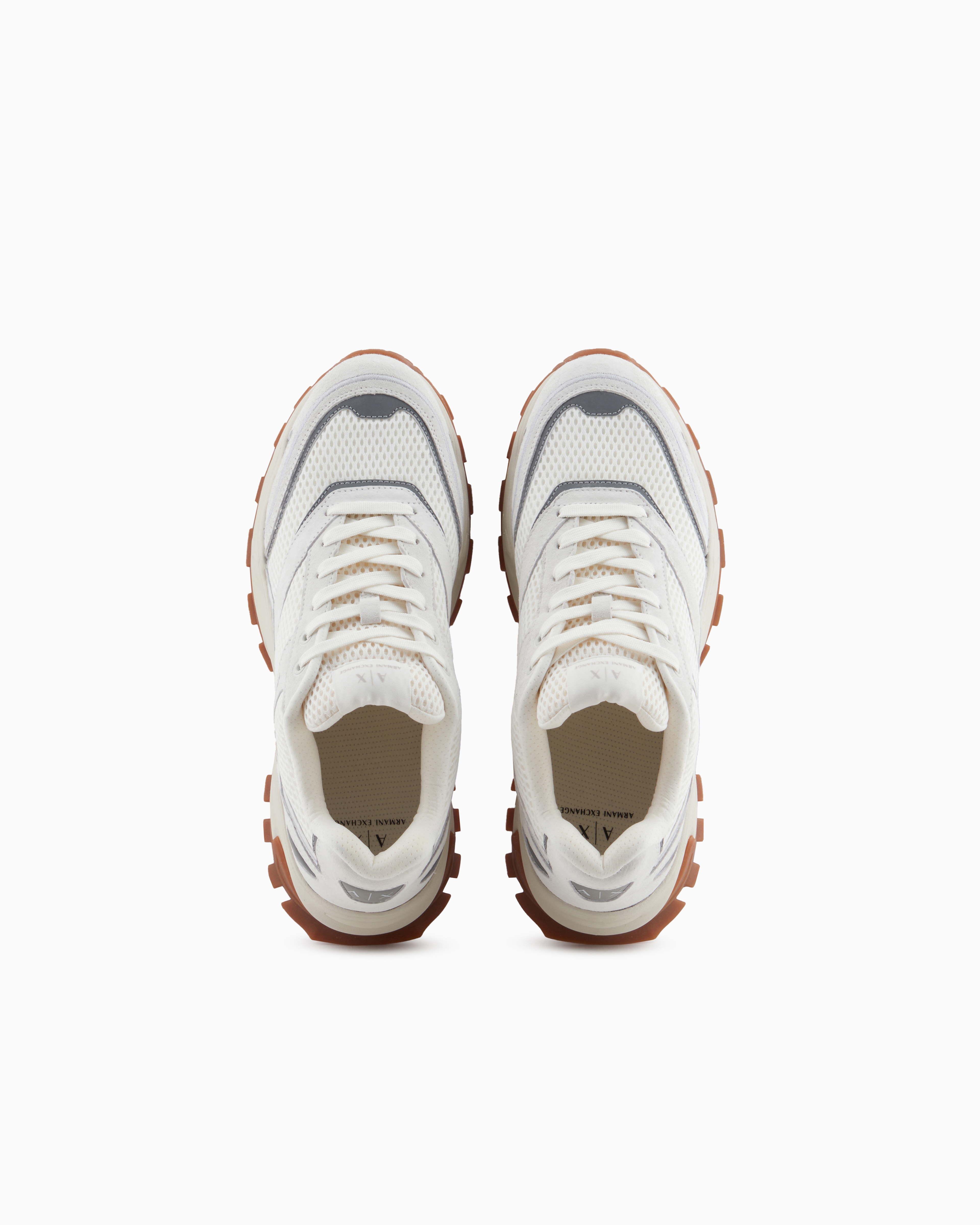 Armani Exchange Mesh Sneakers With Oversized Sole In White
