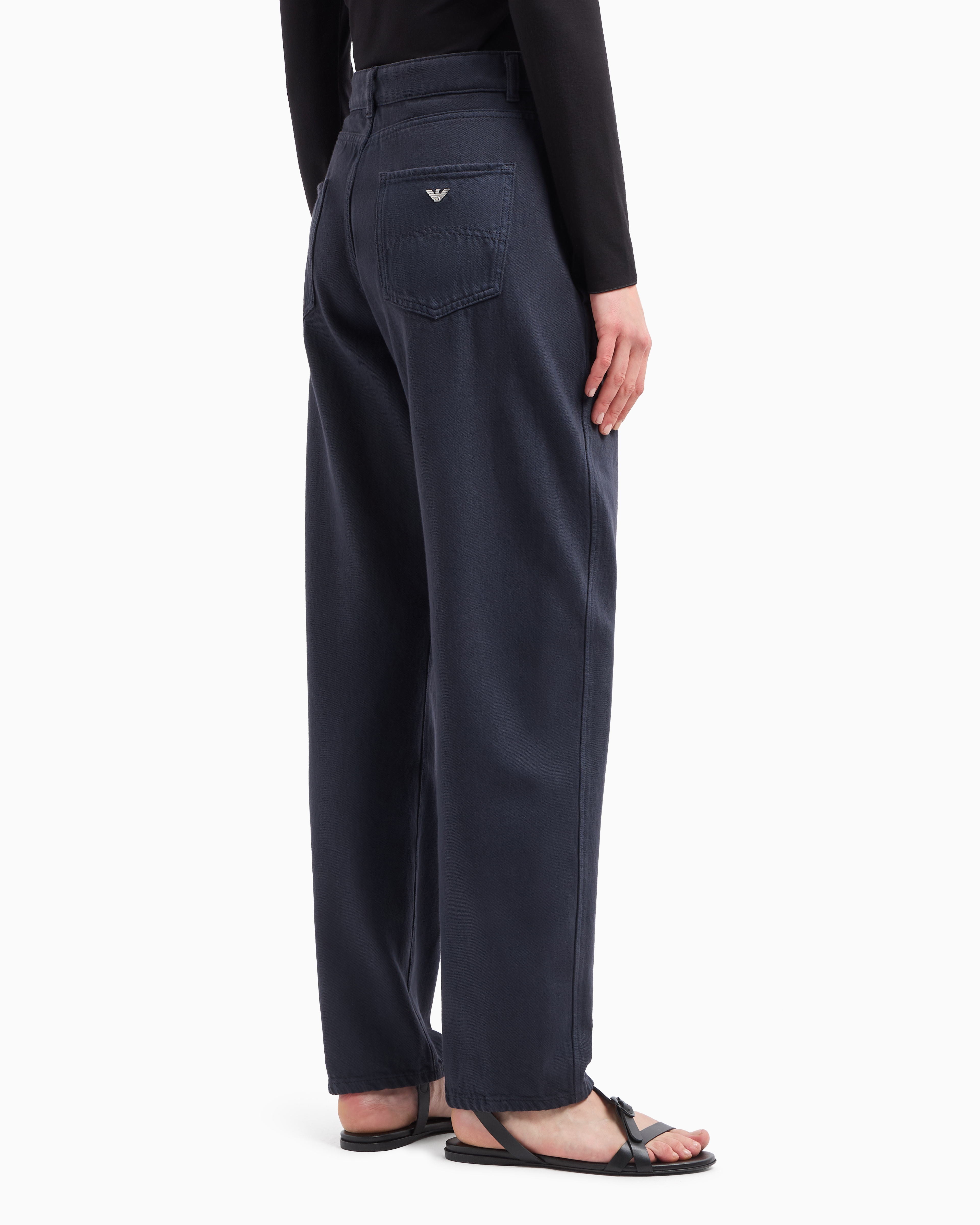 Emporio Armani J4h Icon Oval-leg Jeans In Garment-dyed Drill In Navy Blue