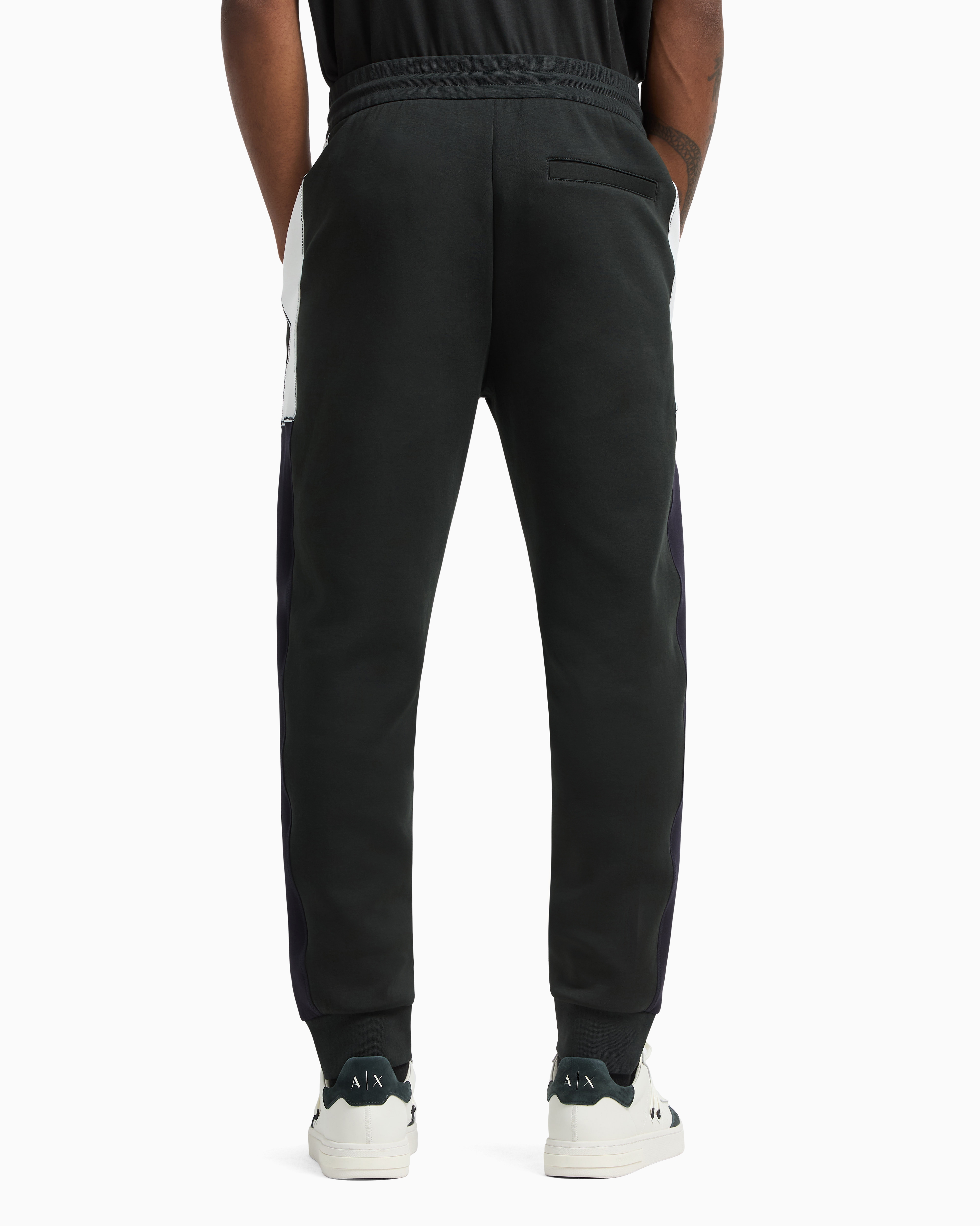 Armani Exchange Jogger Pants In Sweatshirt With Contrasting Inserts In Green