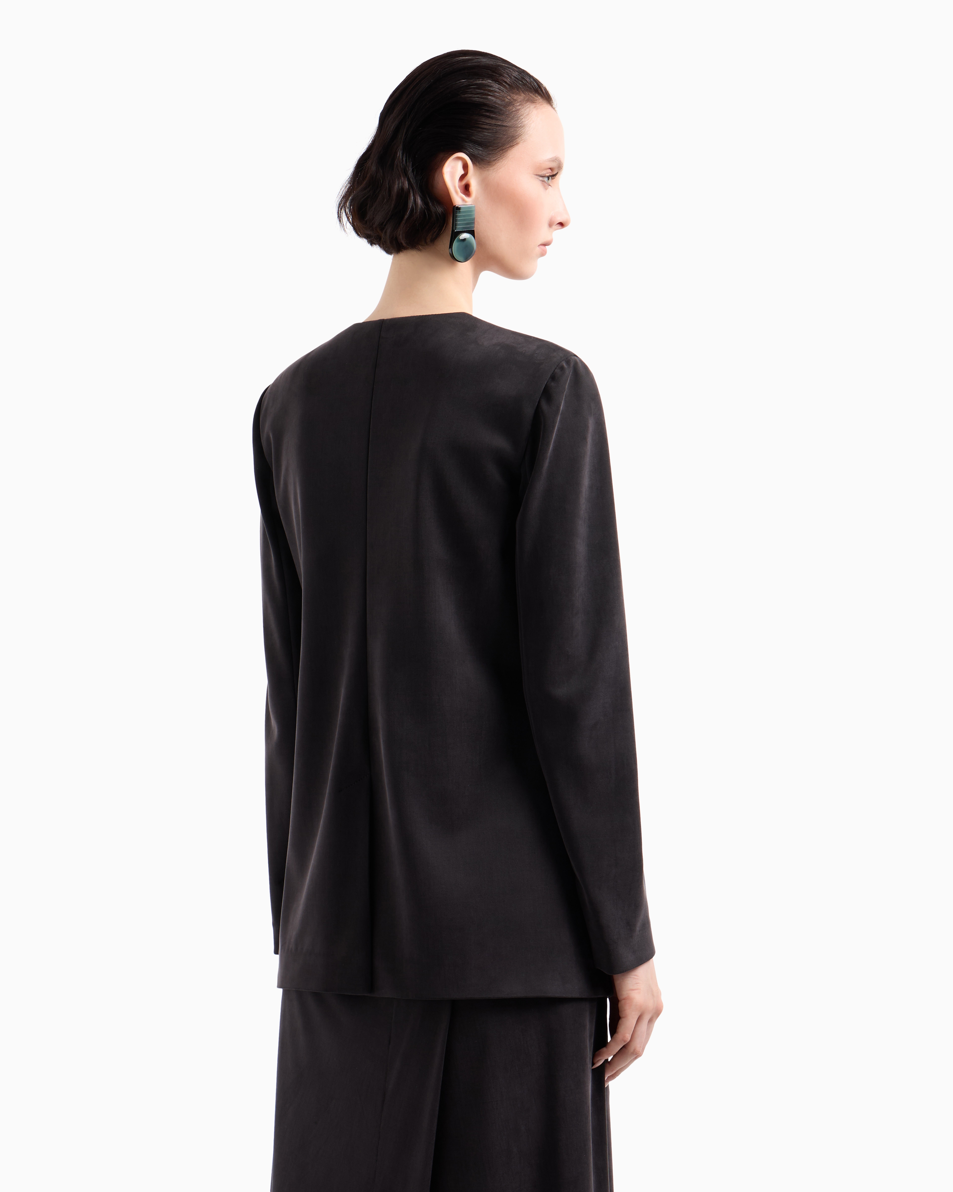 Giorgio Armani Single-breasted Jacket In Cupro Jersey Interlock In Green