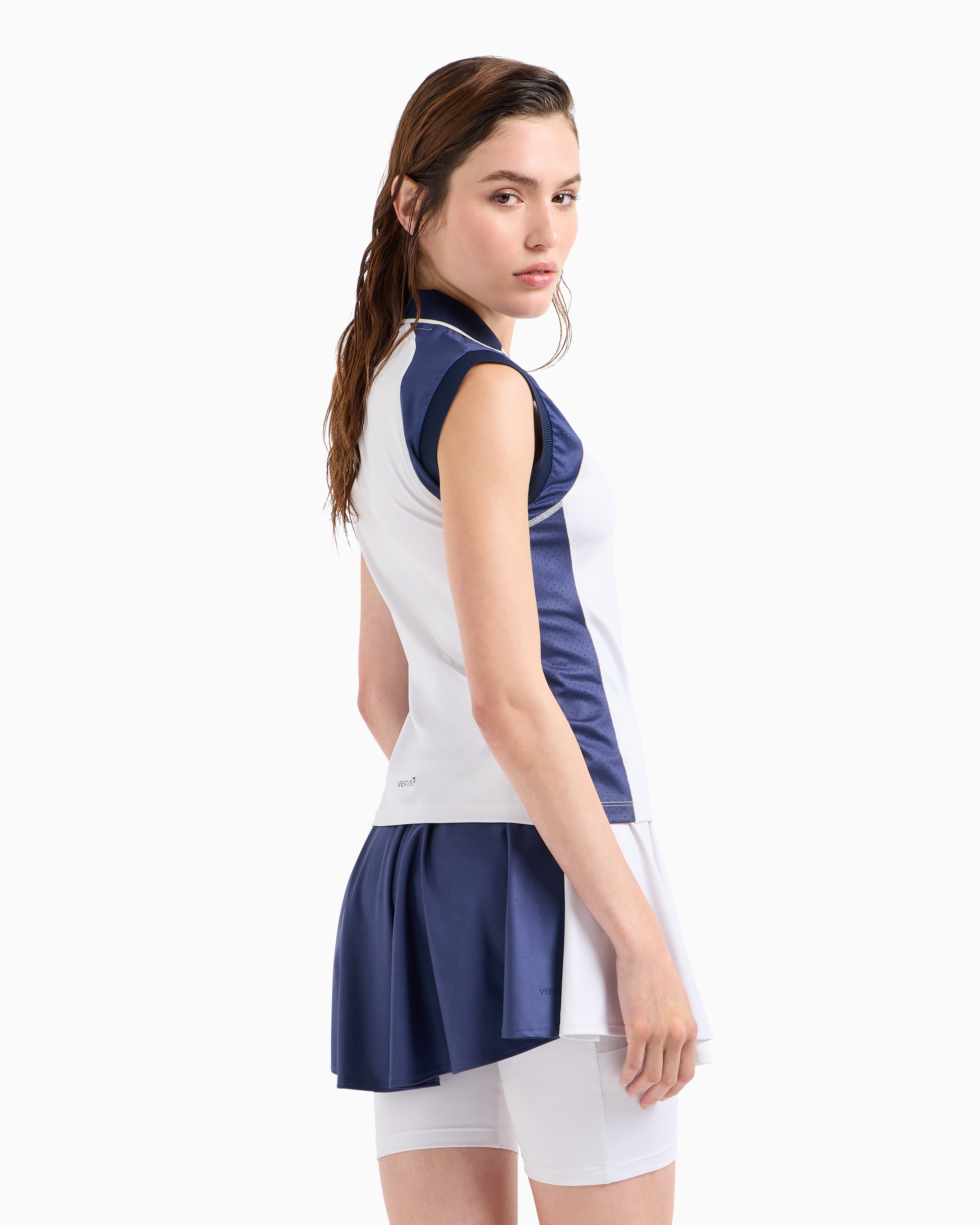 Ea7 Tennis Pro Mini Skirt In Ventus7 Technical Fabric In White