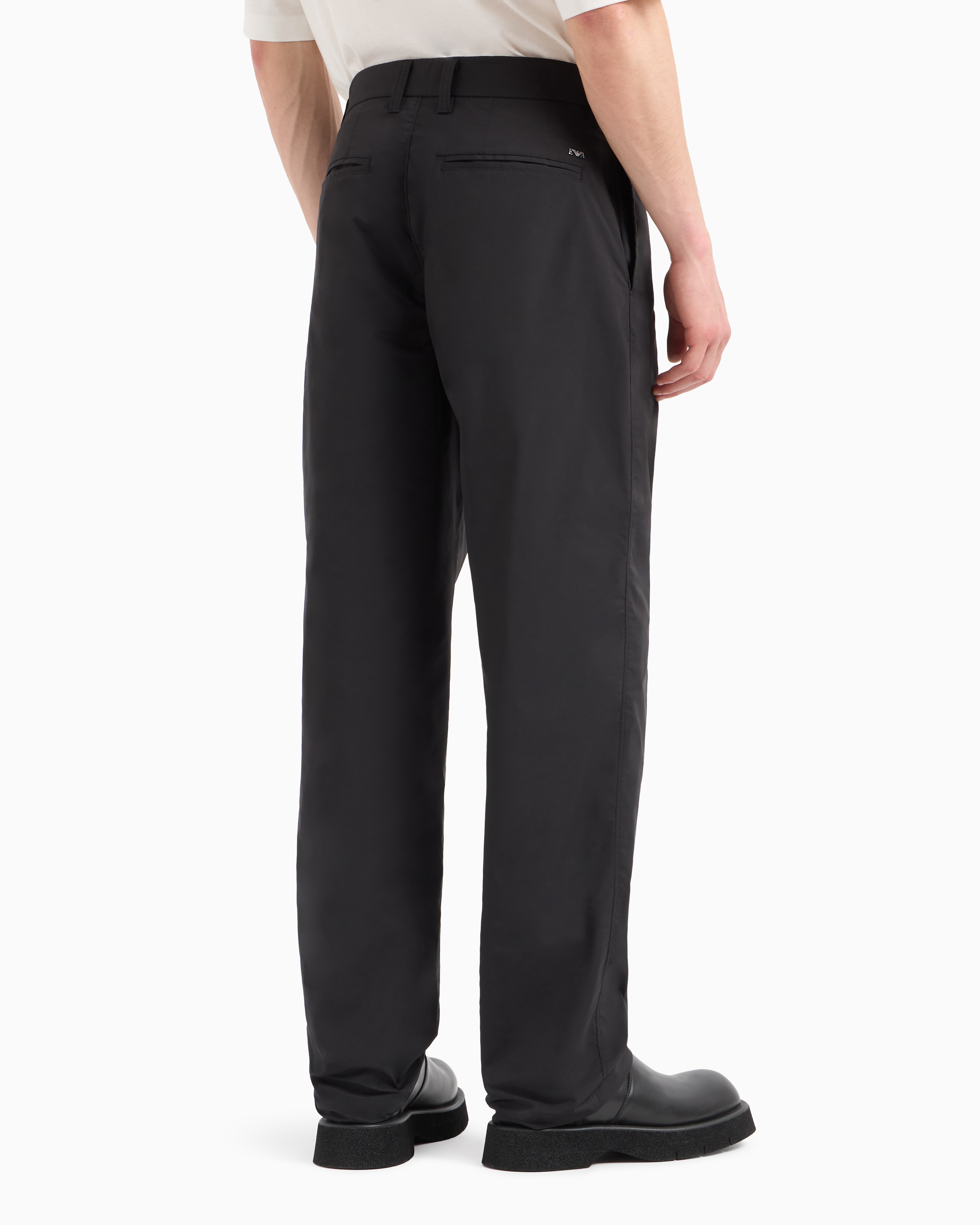 Emporio Armani Technical Fabric Trousers With Zip Pocket In Black