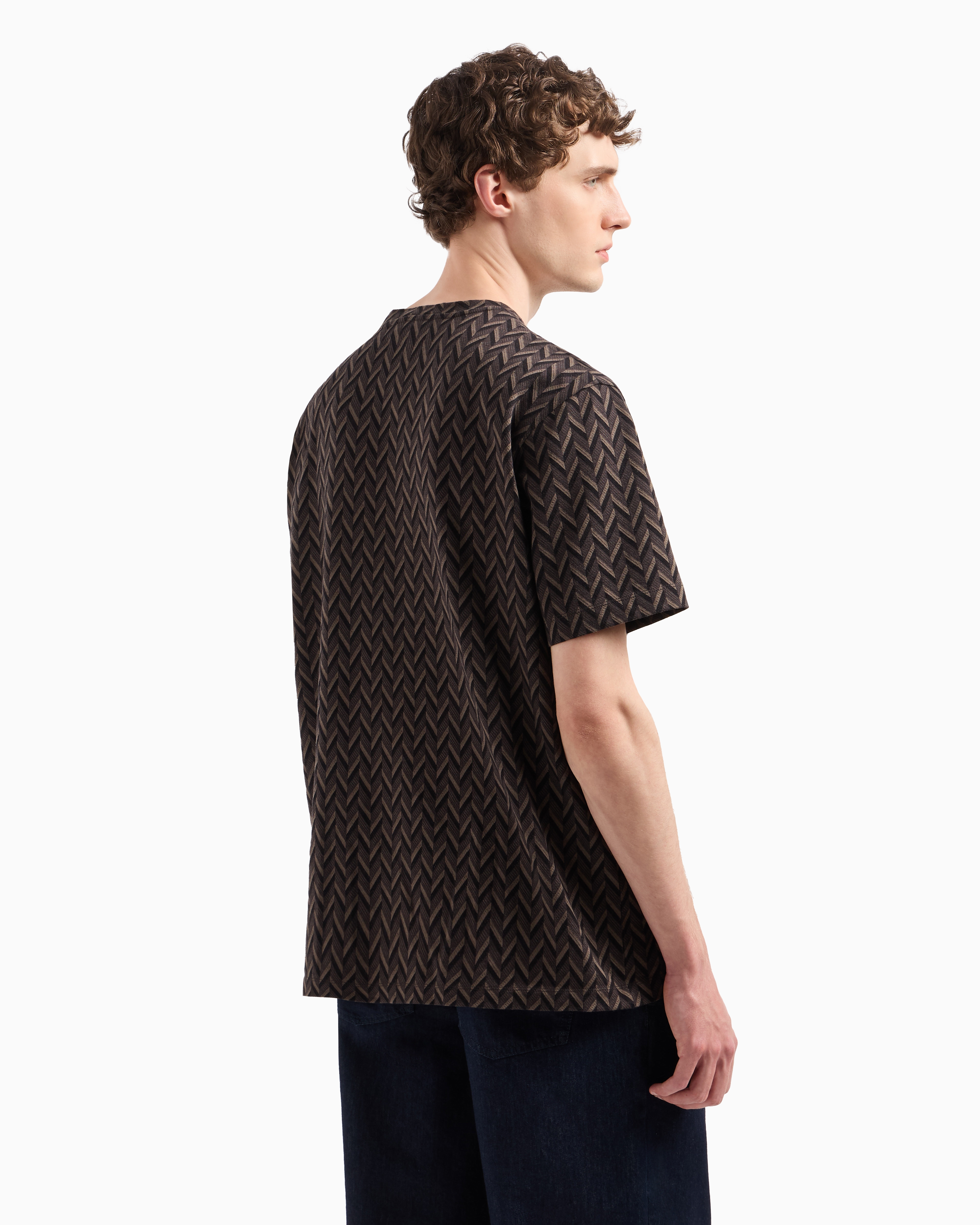 Emporio Armani Cotton Geometric Print T-shirt In Grey