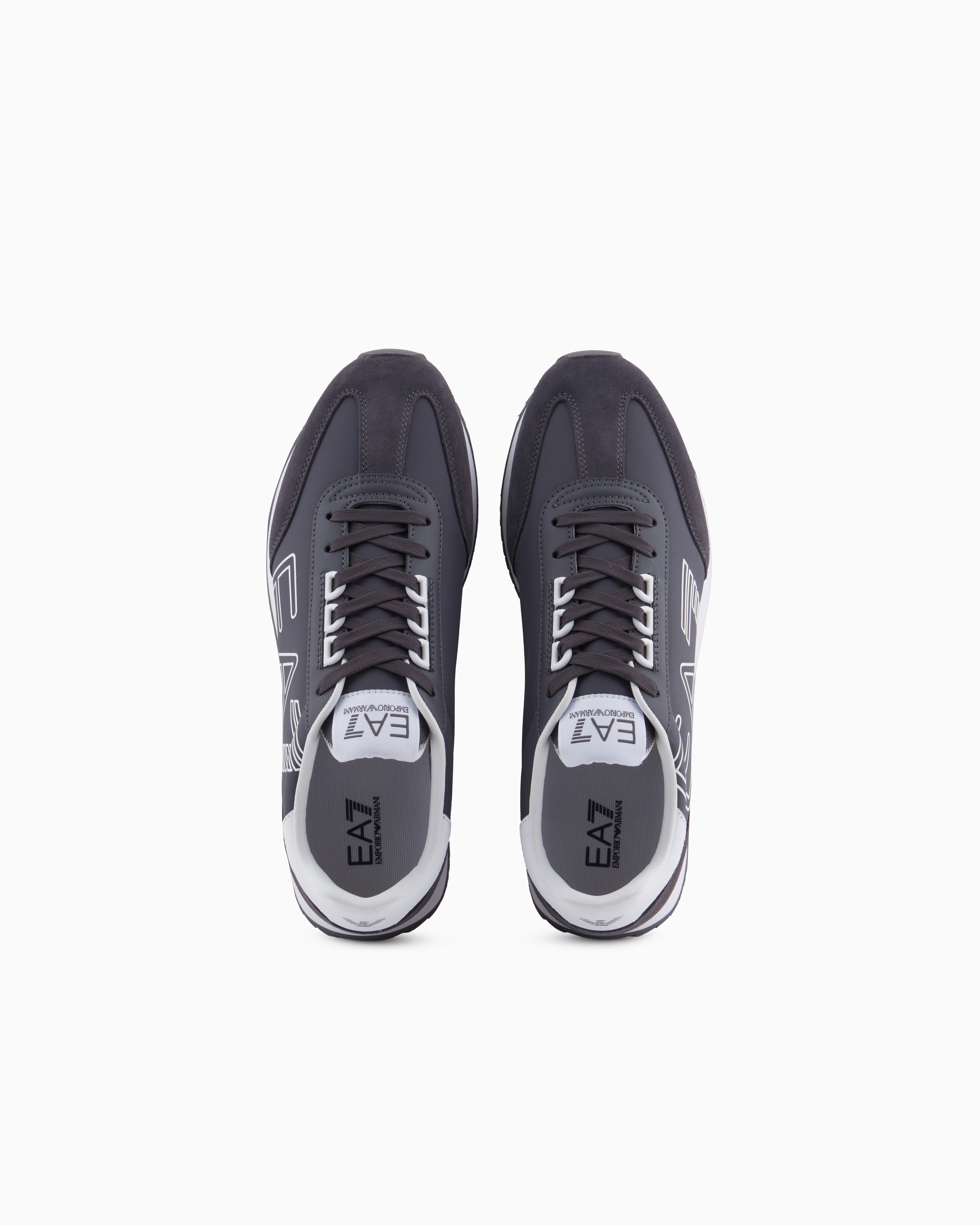 Ea7 Black And White Vintage Sneakers In Navy Blue