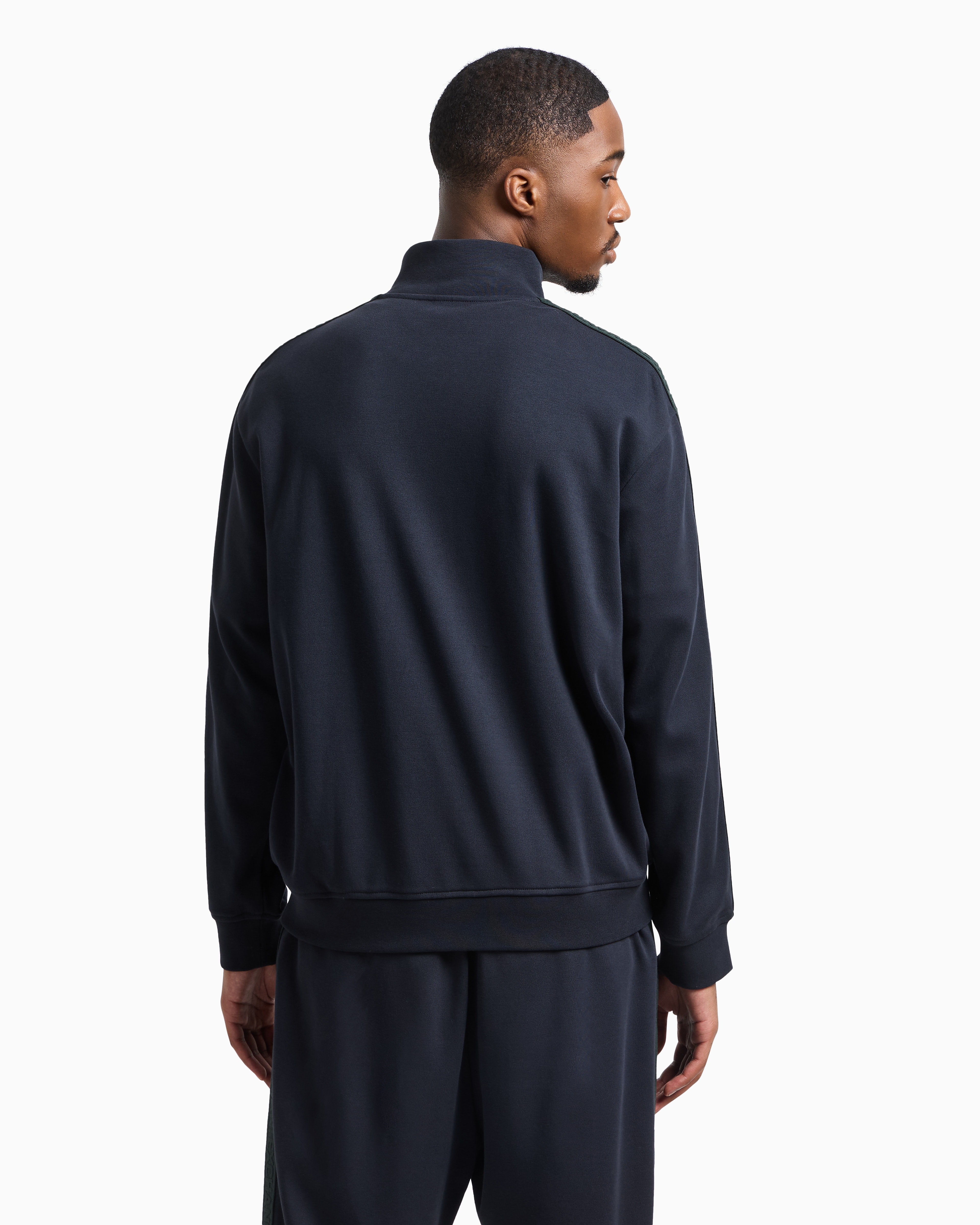 Armani Exchange -  Full zip sweatshirt with logo bands, Man, Navy Blue, Size: