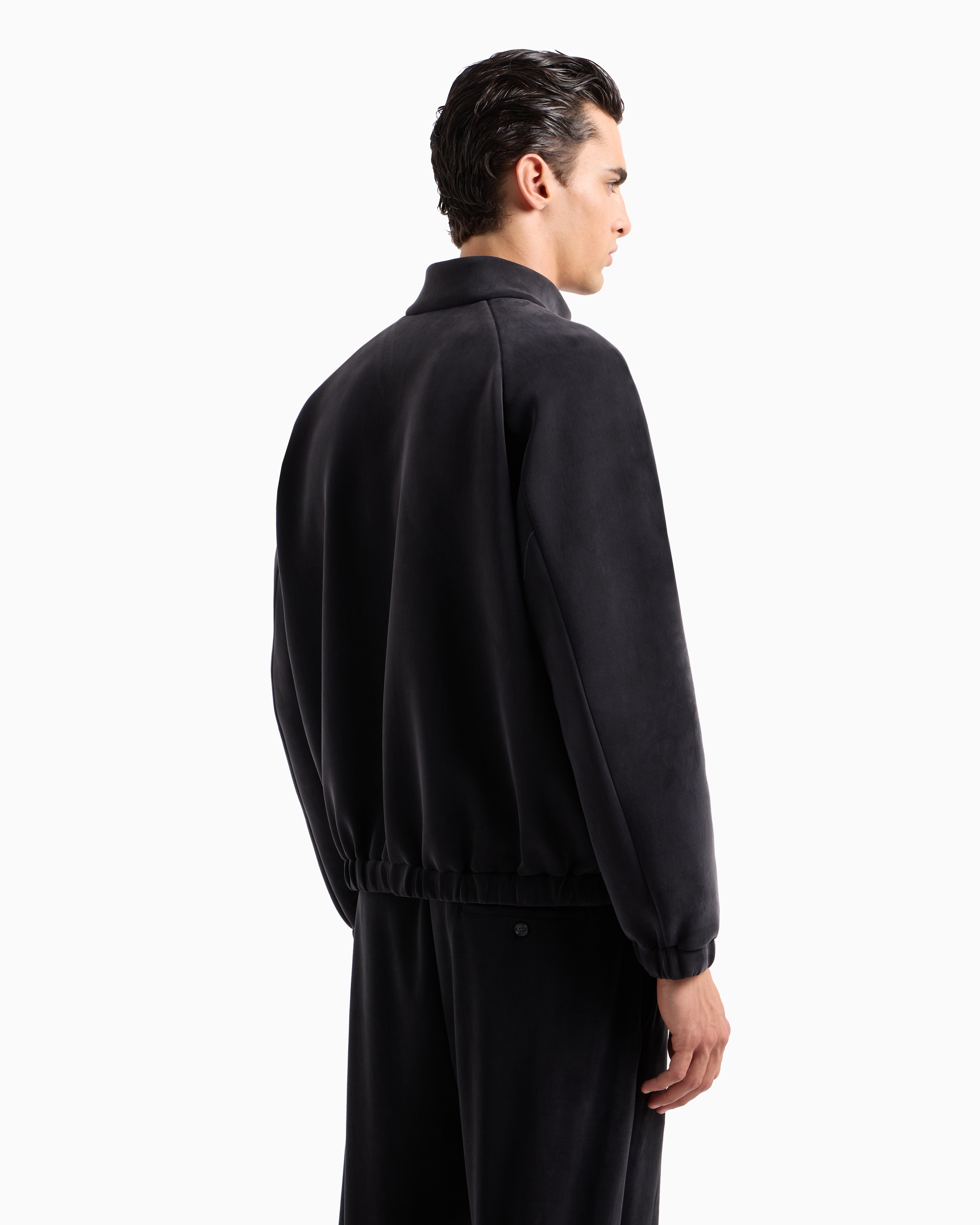 Giorgio Armani Stretch Cotton And Cupro Blouson In Black
