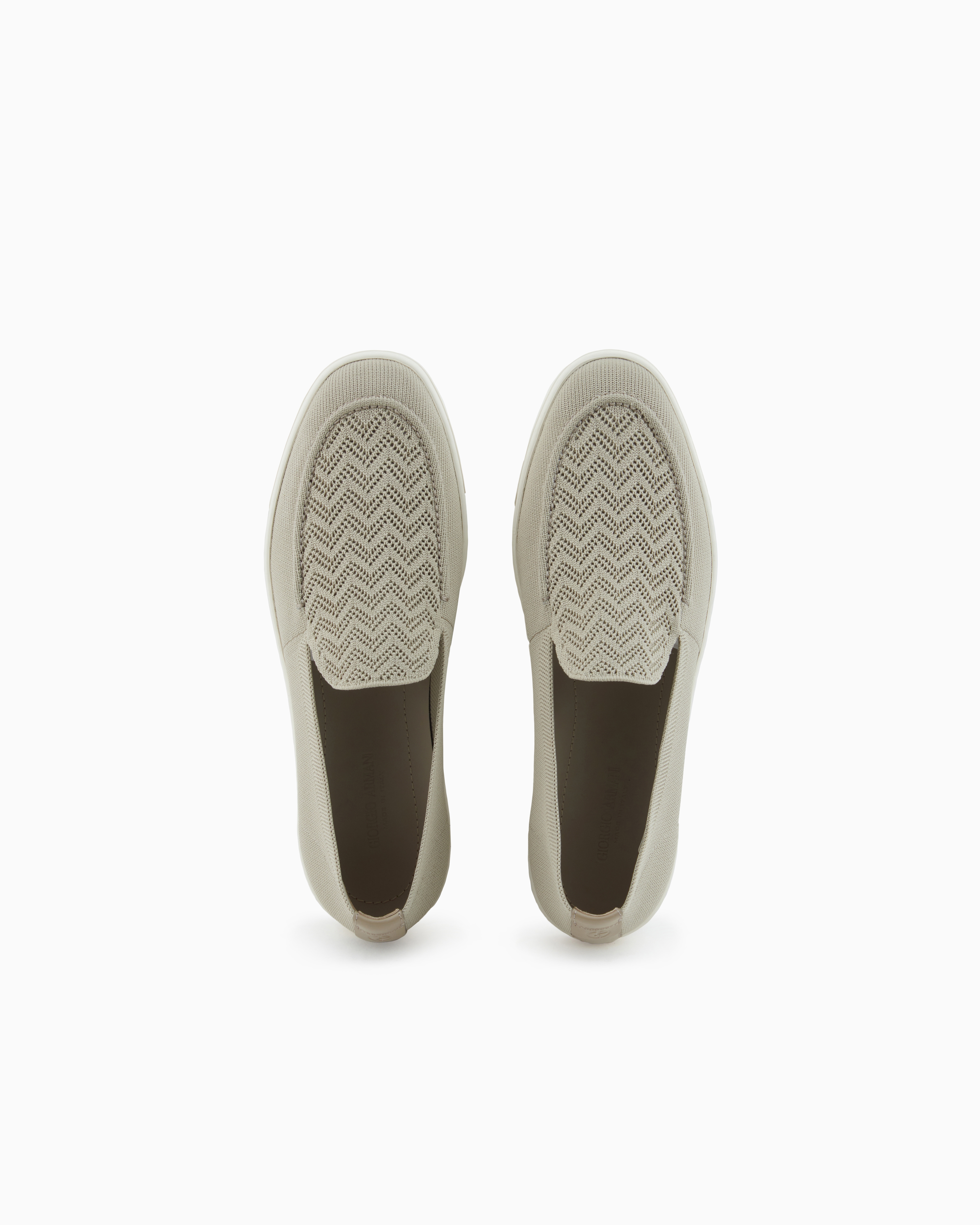 Giorgio Armani Asv Chevron Jacquard Slip-ons In Beige