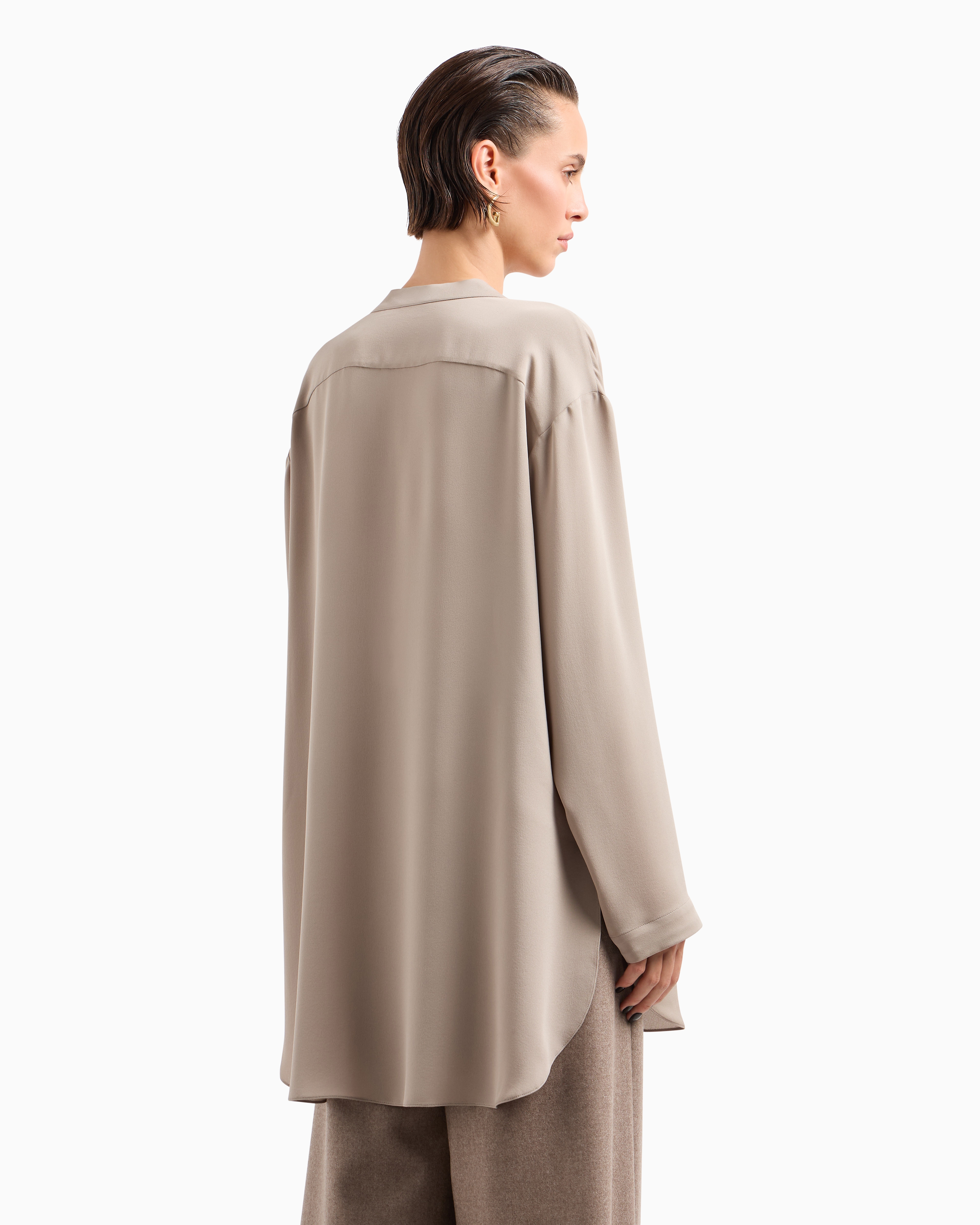 Giorgio Armani Blouse In Triple Silk Georgette In Beige
