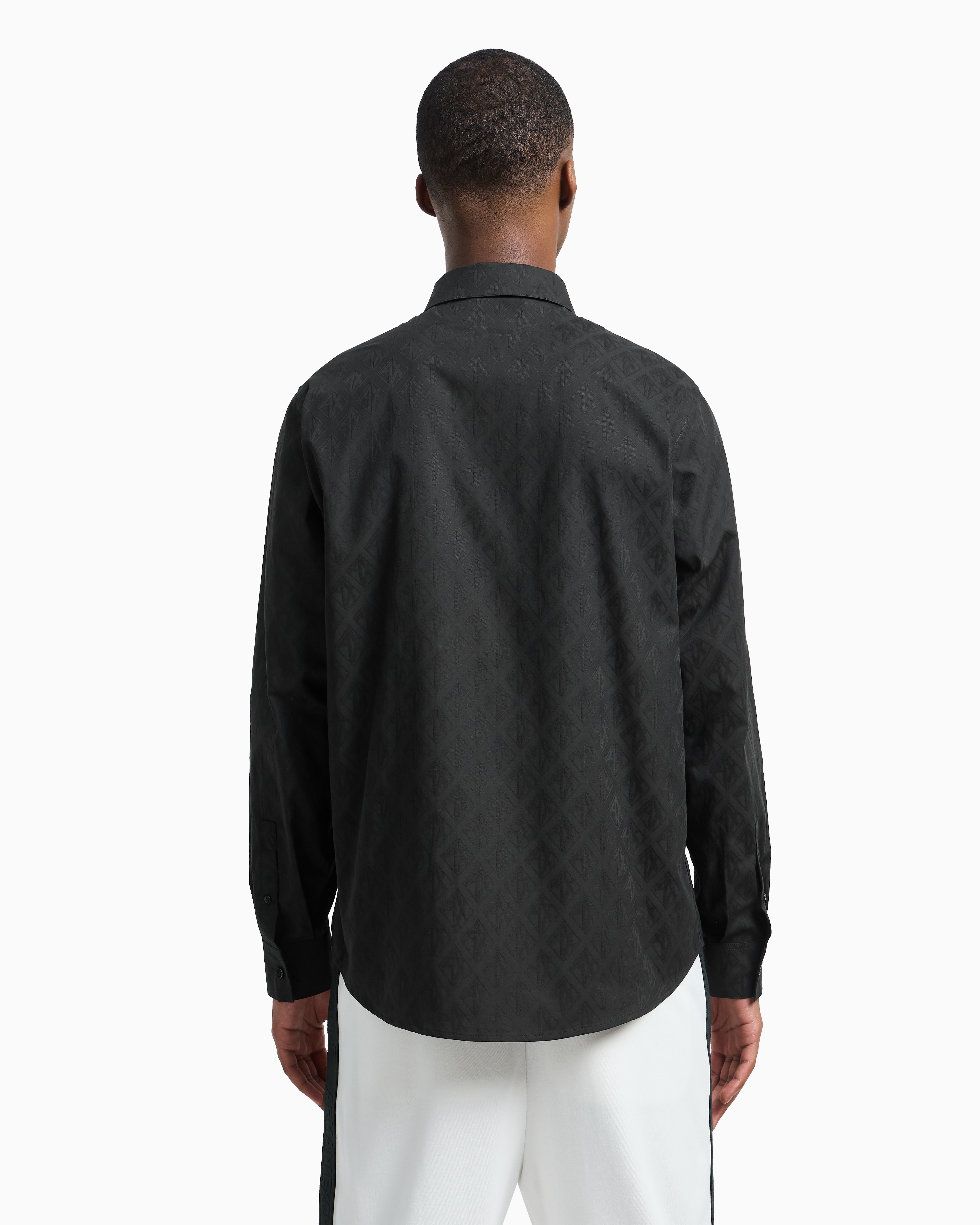 Regular fit cotton shirt with allover logo tone