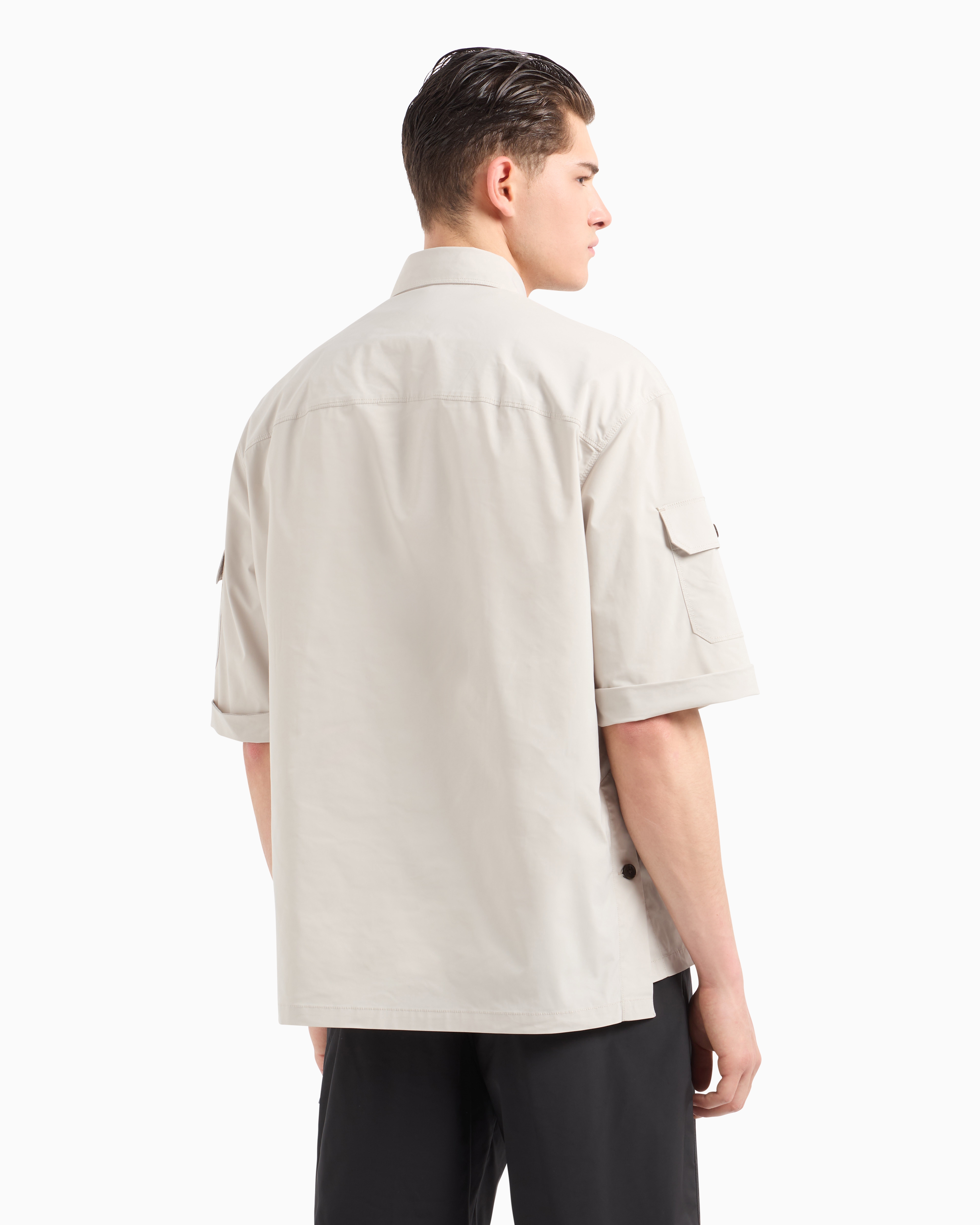 Technical fabric shirt with patch pockets and logo patch | Emporio