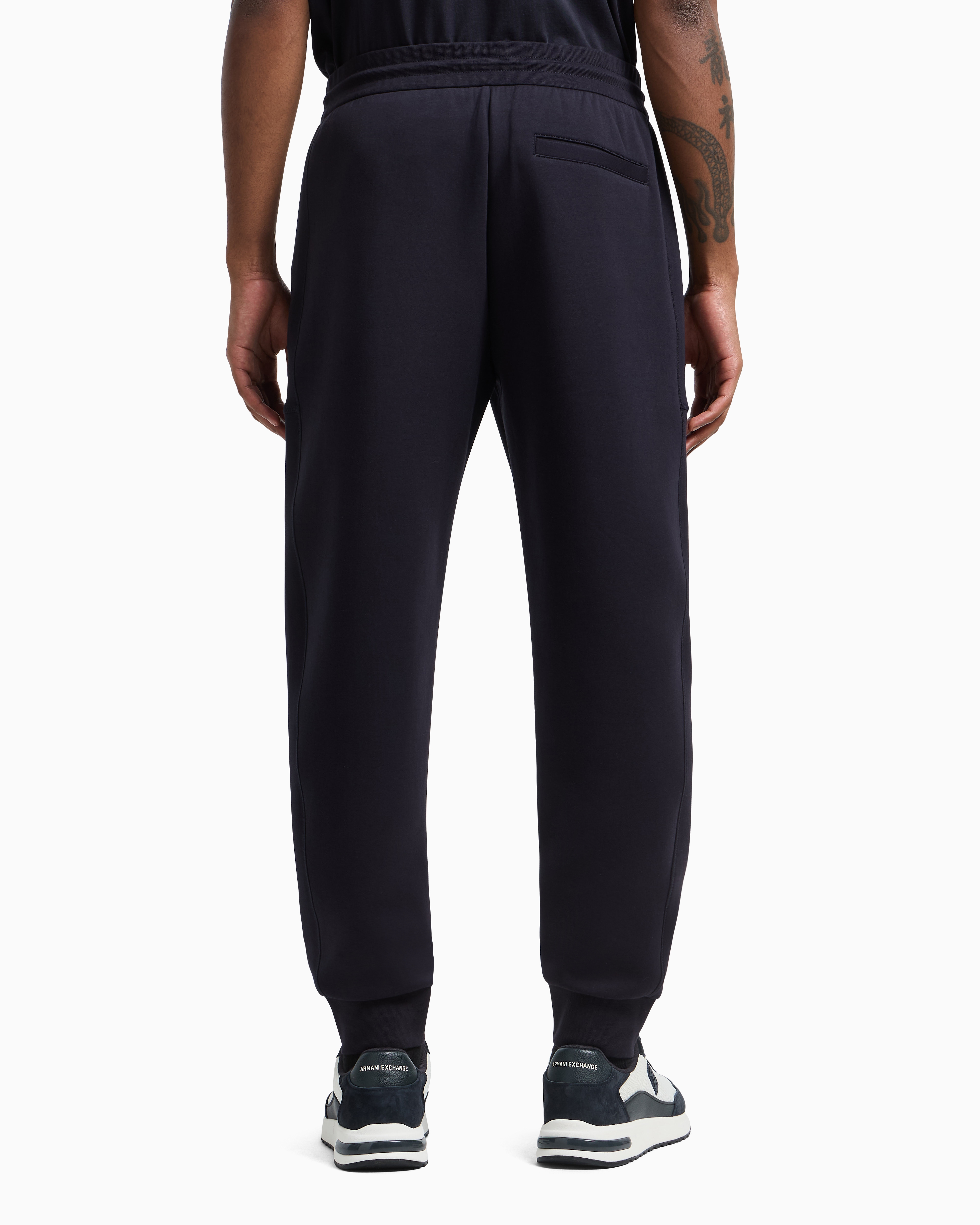 Armani Exchange Jogger Pants In Sweatshirt With Contrasting Inserts In Navy Blue
