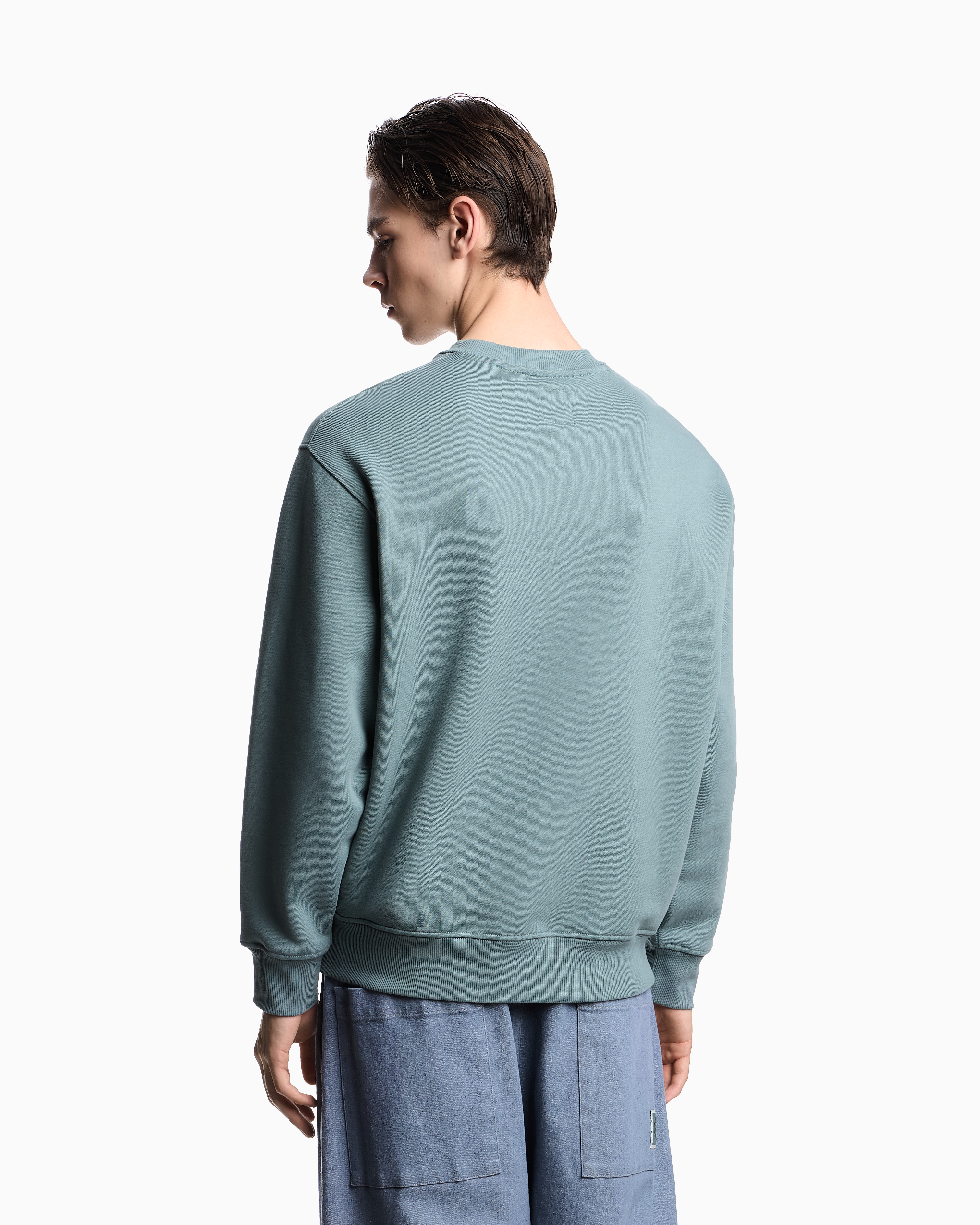 Emporio Armani Asv Sweatshirt With Oversized Print From The Peace Capsule Collection In Blue