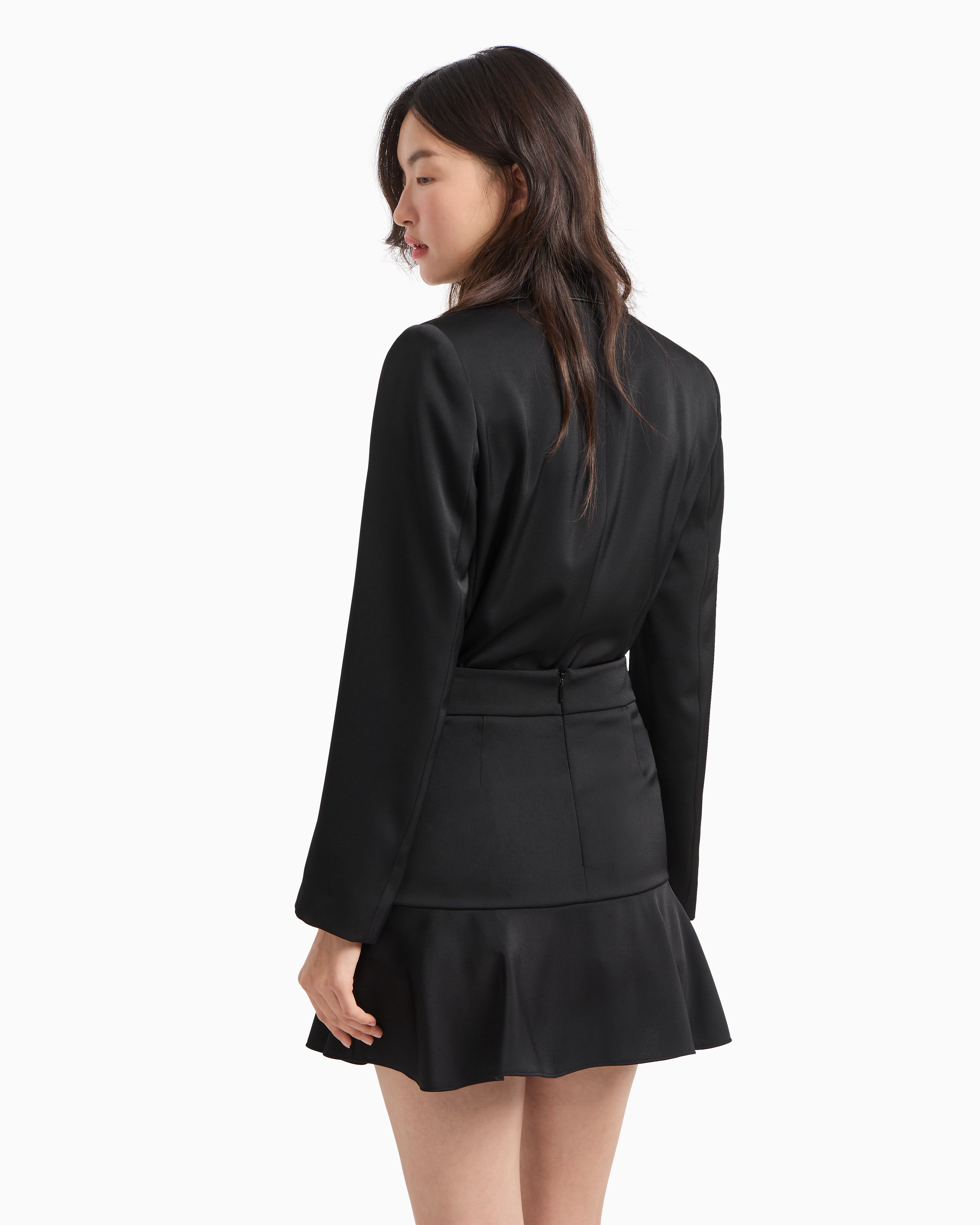 Armani Exchange - Mini skirt matte satin fabric, Woman, Black, Size:
