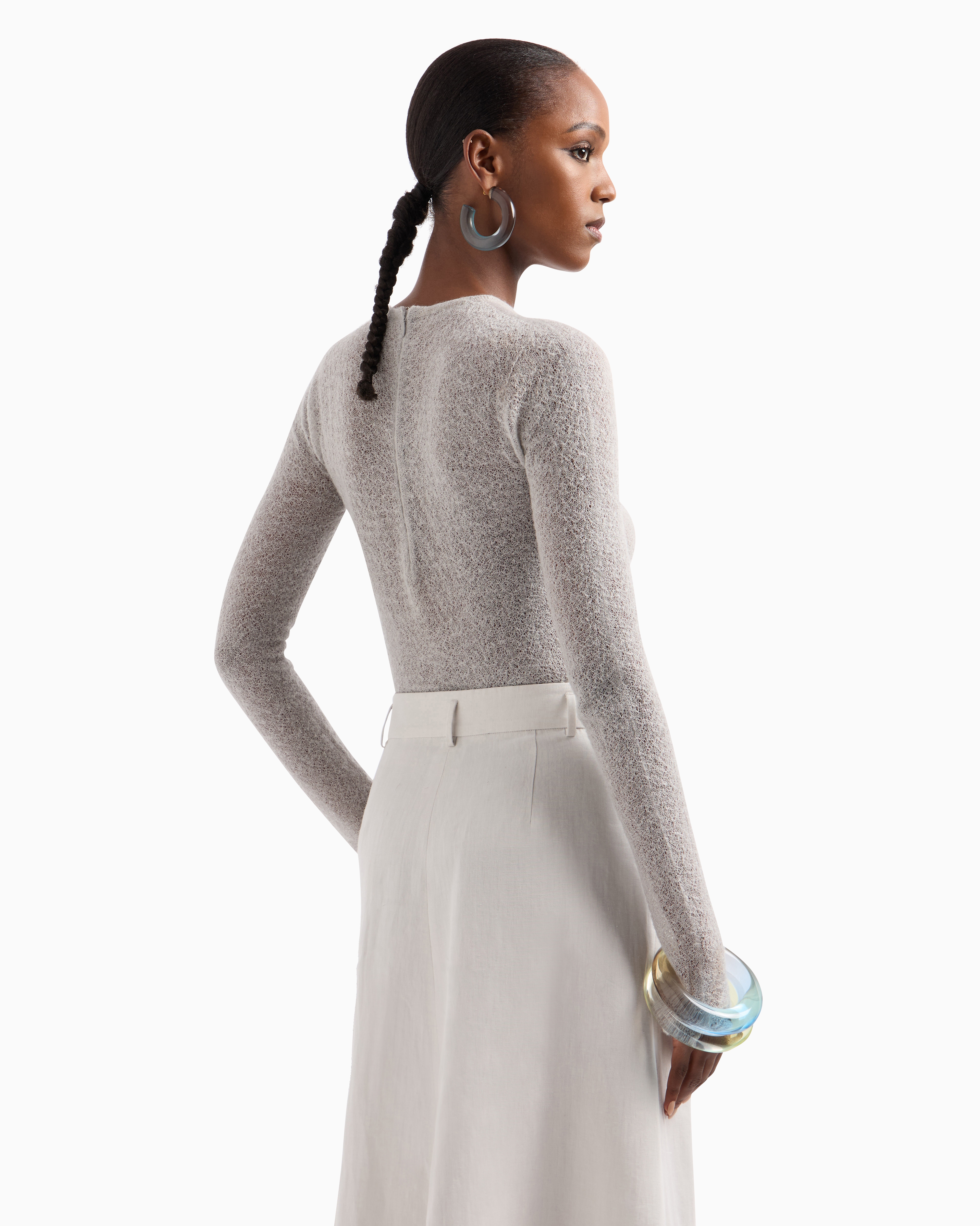 Giorgio Armani Cashmere And Mohair Wool Crew-neck Jumper In Grey