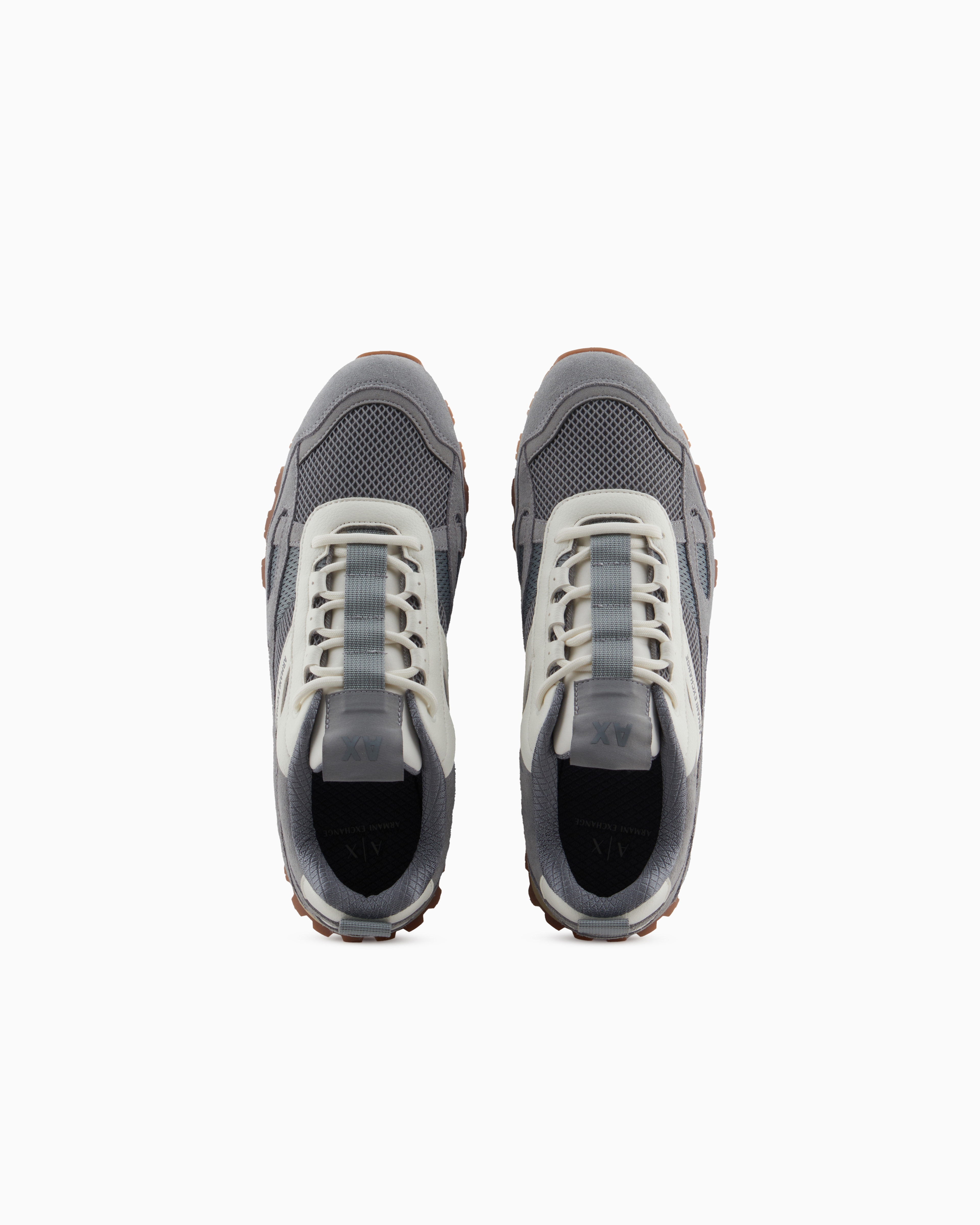 Armani Exchange Mesh Suede Sneakers In Gray