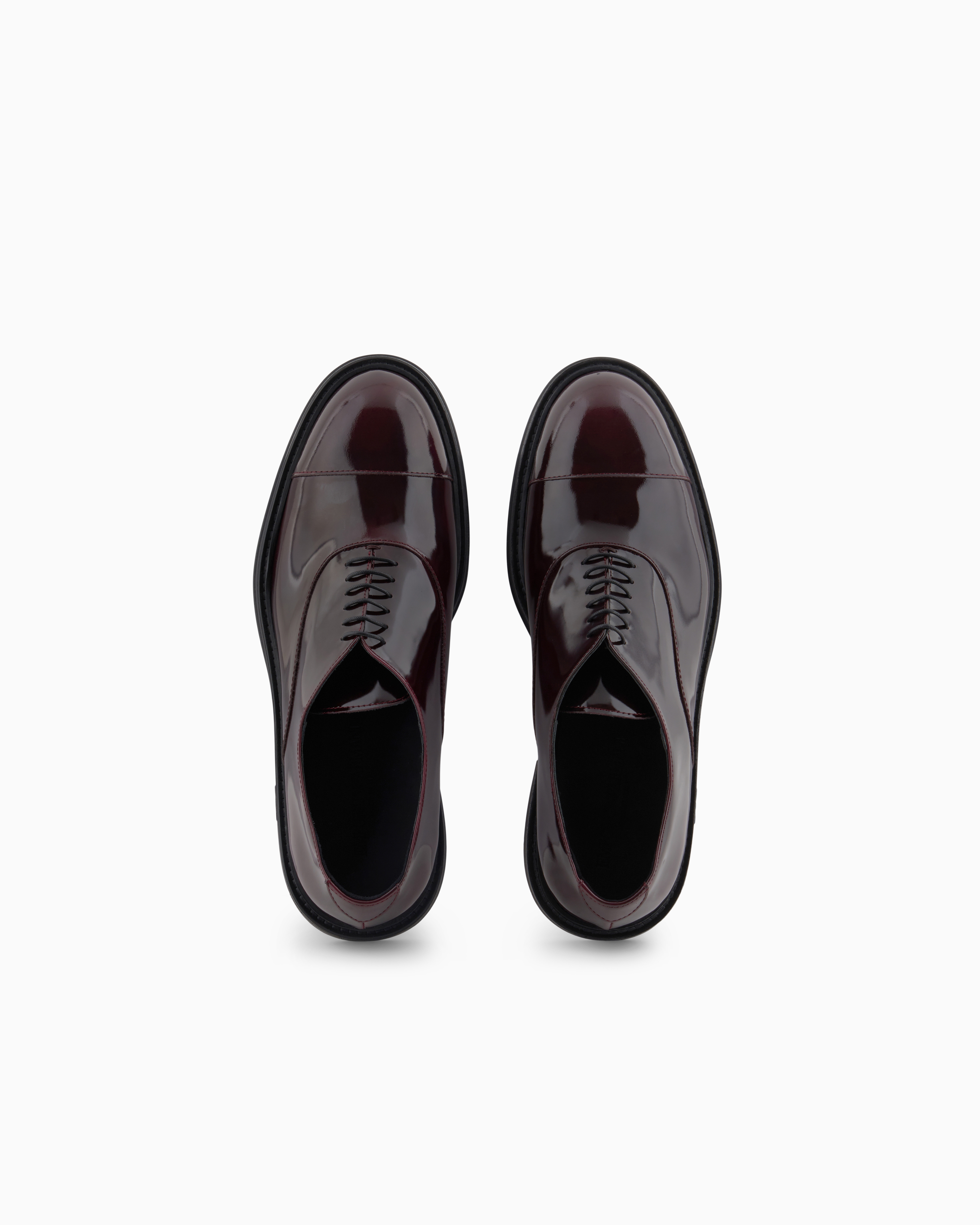 Emporio Armani Patent-leather Oxfords In Burgundy