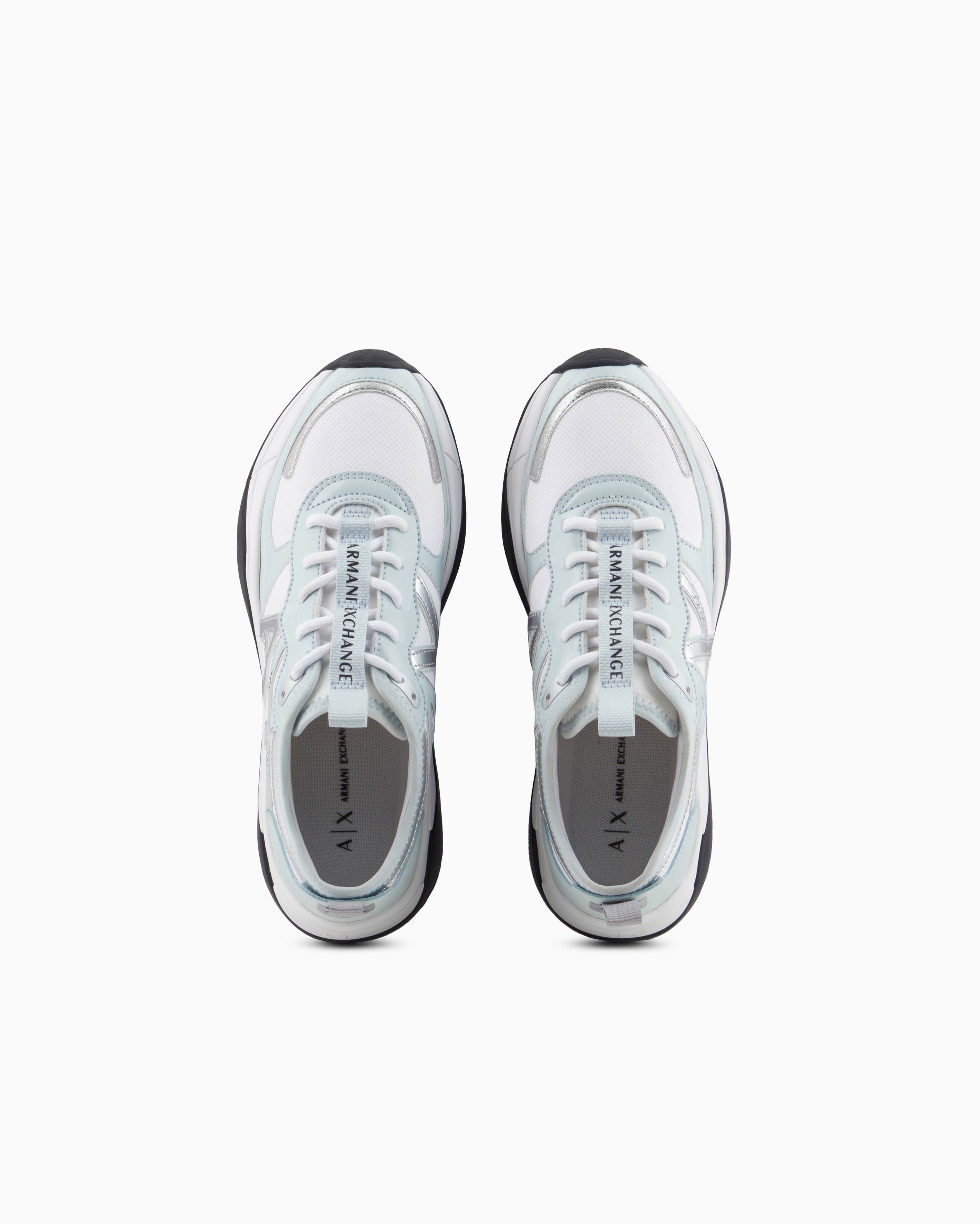 Armani Exchange Chunky Sneakers With Logo In Light Blue