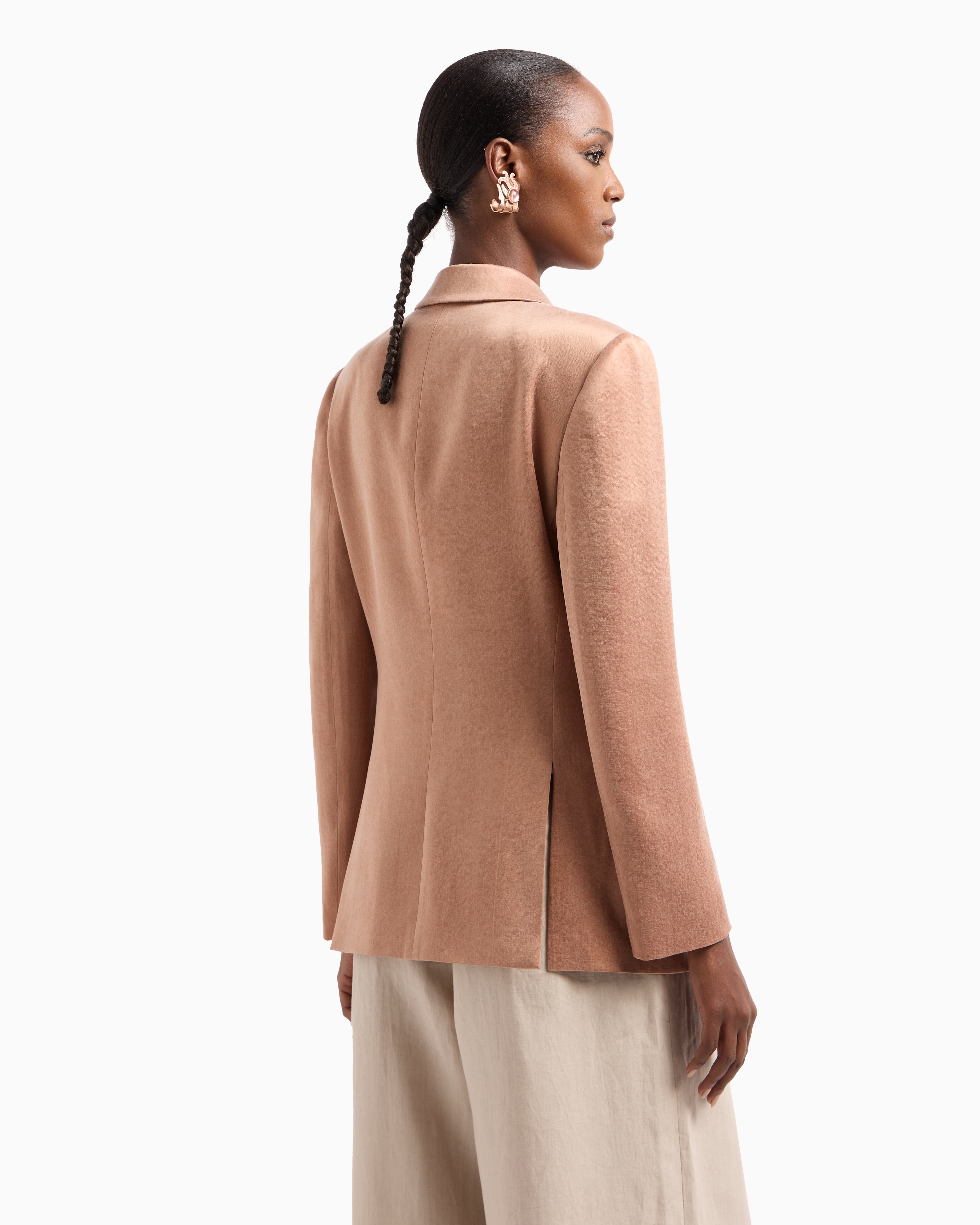Giorgio Armani Women Double-breasted Satin Blazer In Pink