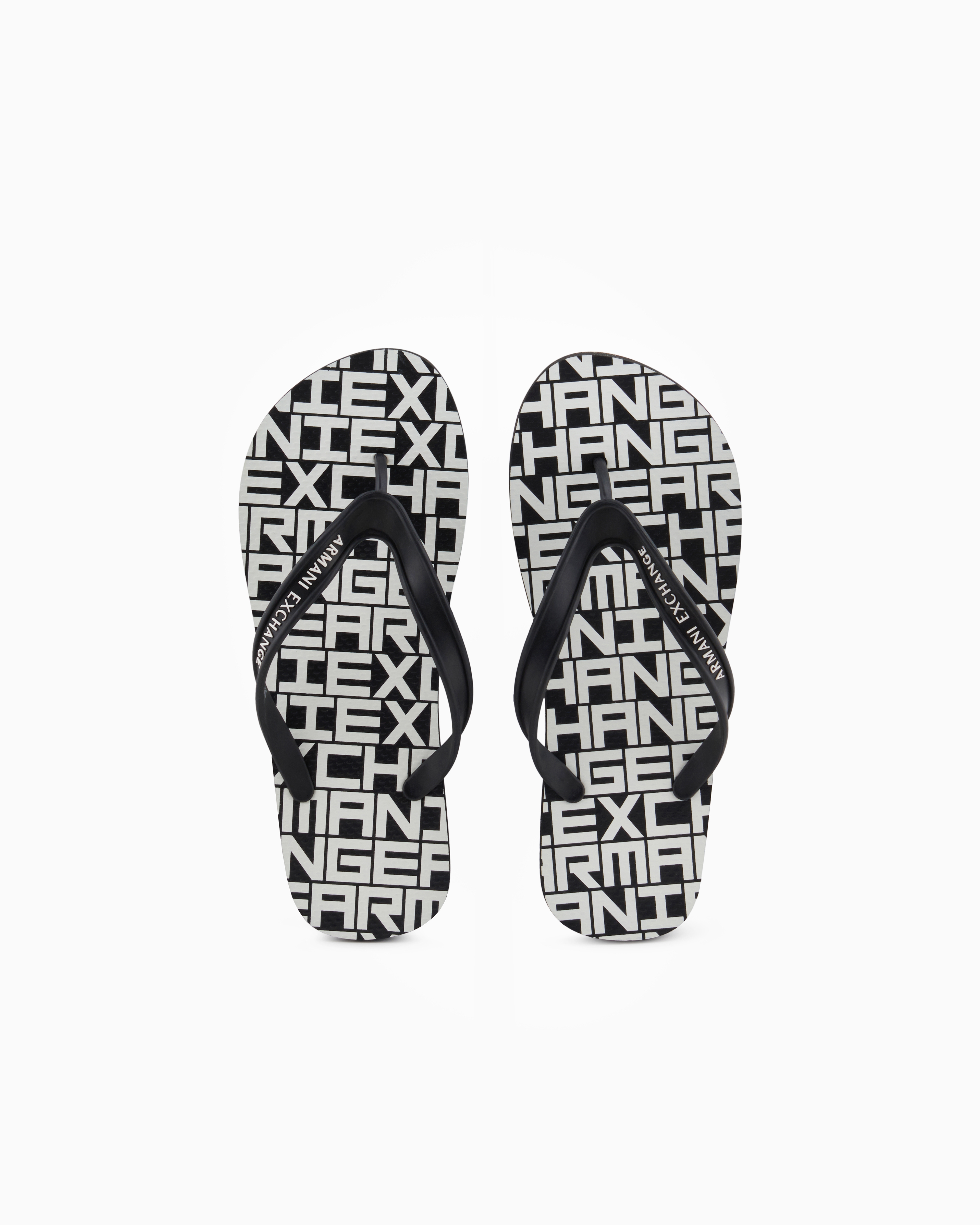 Armani Exchange Rubber Flip Flops With Logo Writing In Black
