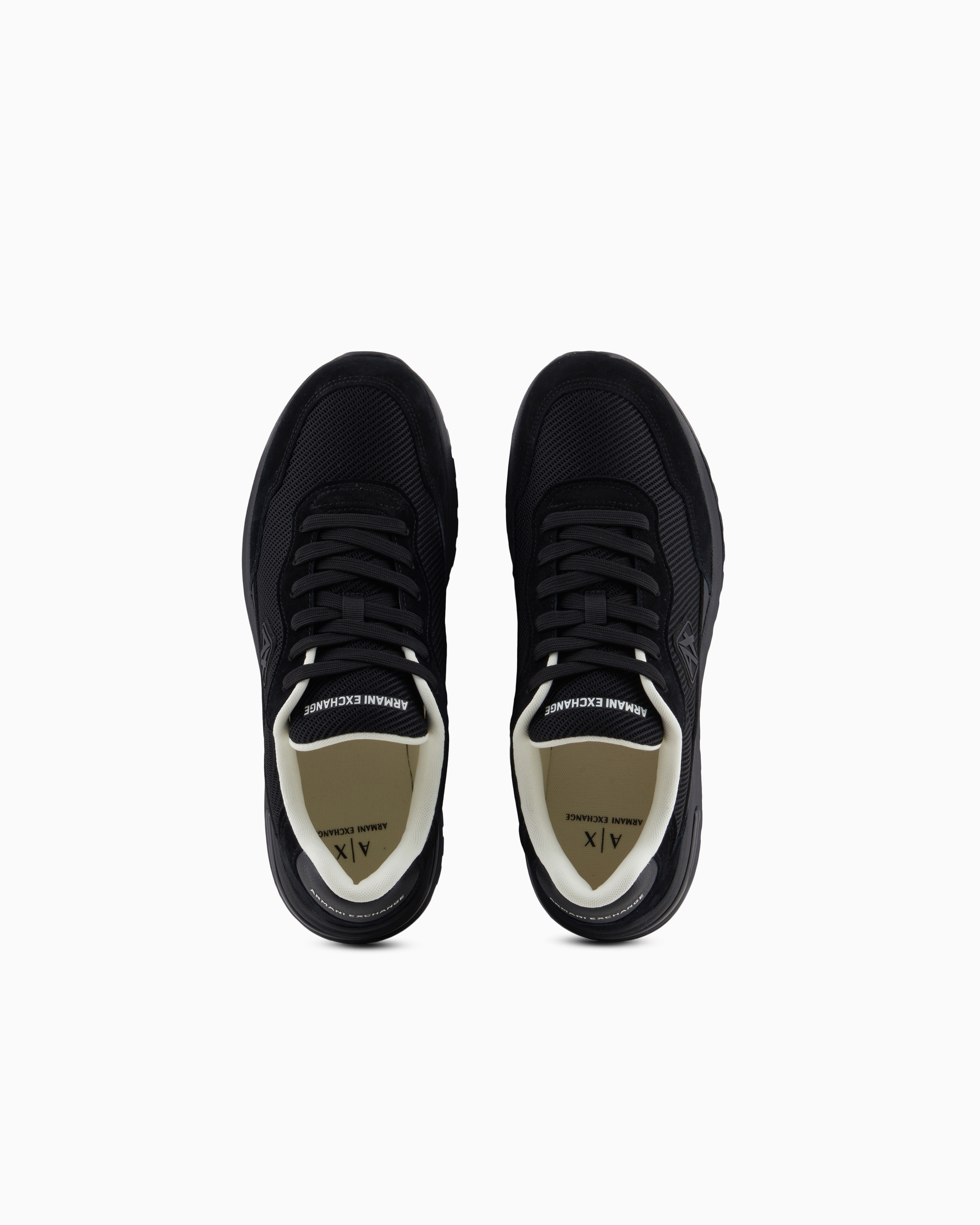 Armani Exchange Mesh Sneakers With Rubber Logo In Black