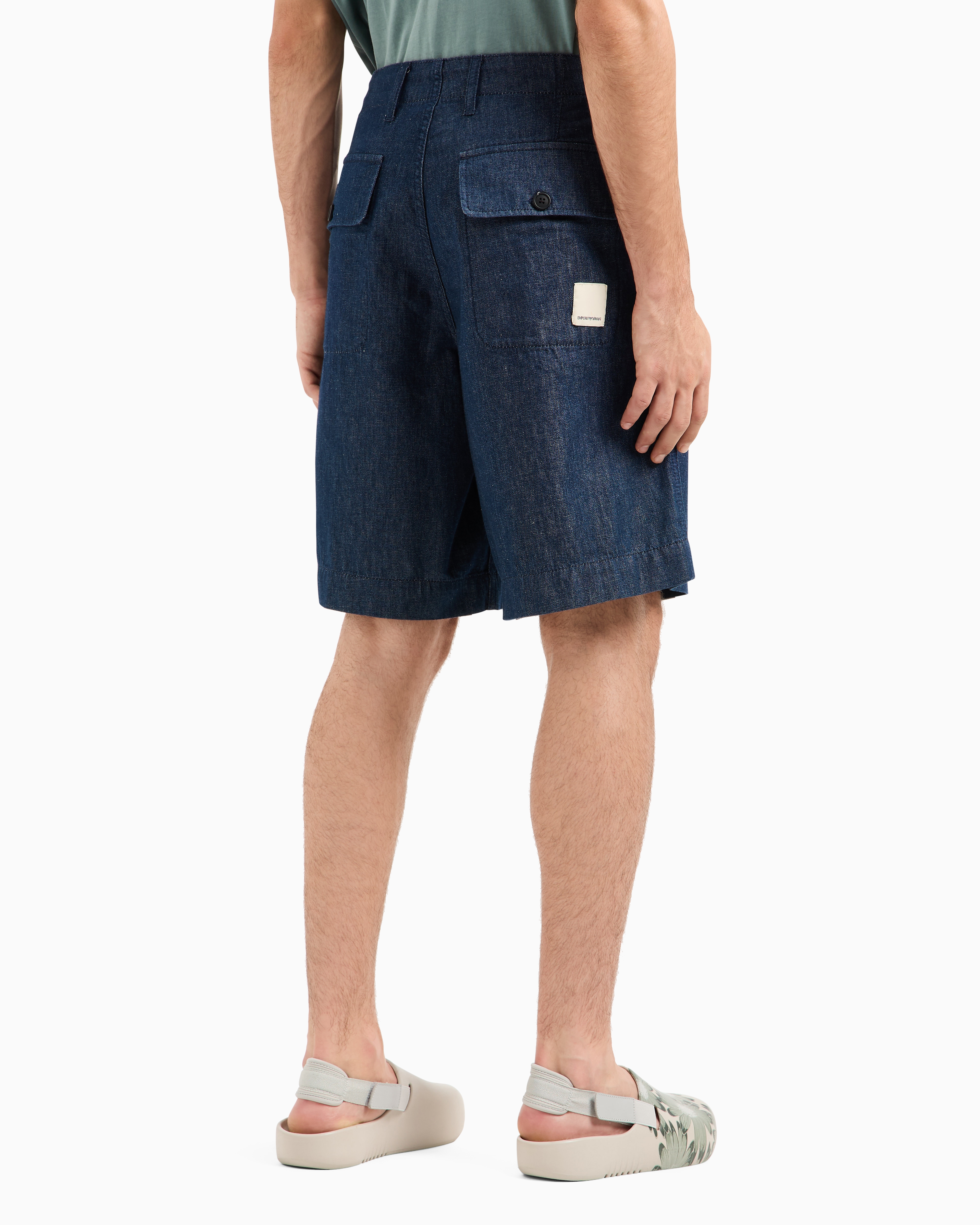 Emporio Armani Denim Bermuda Shorts In Blue