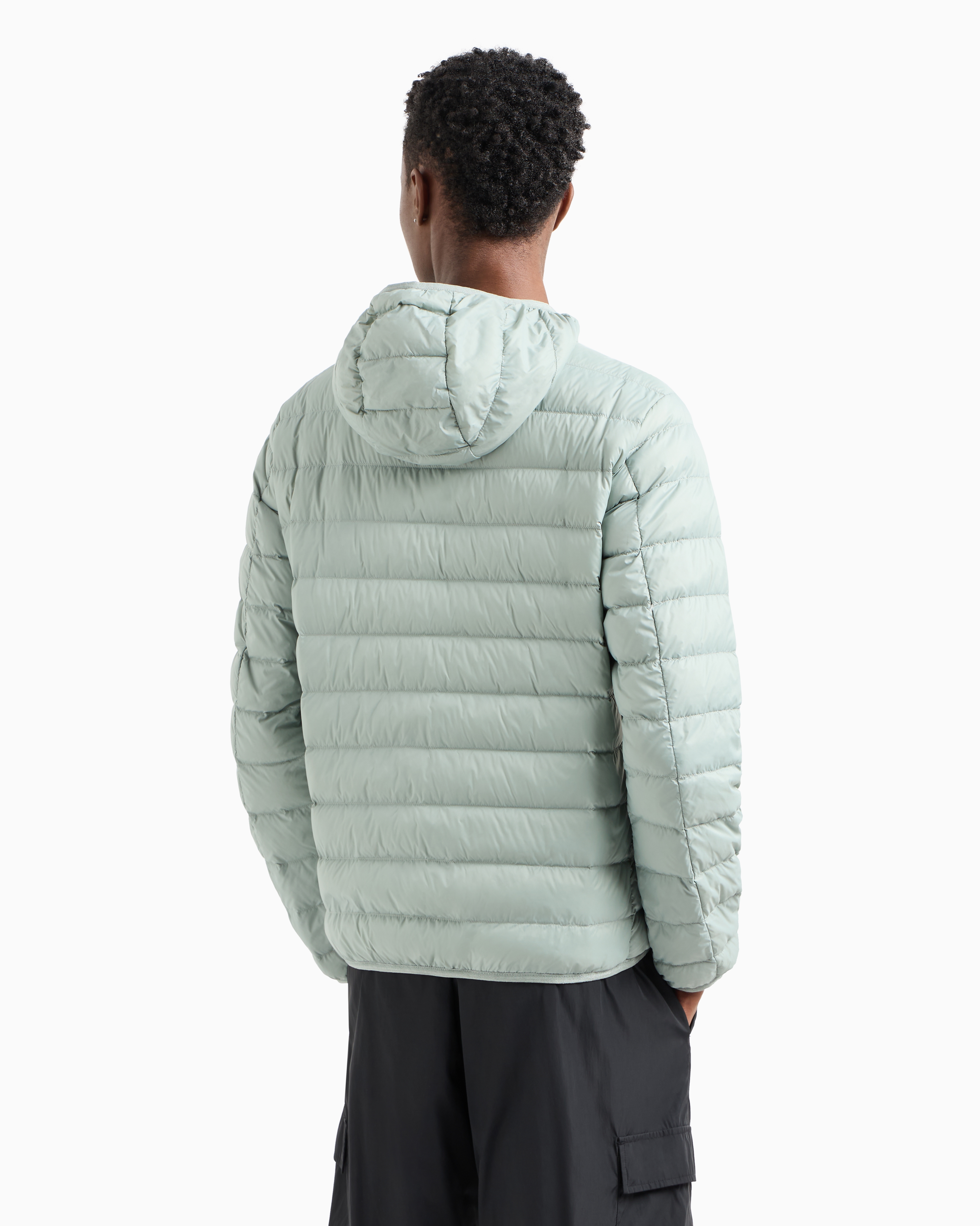 Ea7 Core Identity Packable Down Jacket With Hood In Green