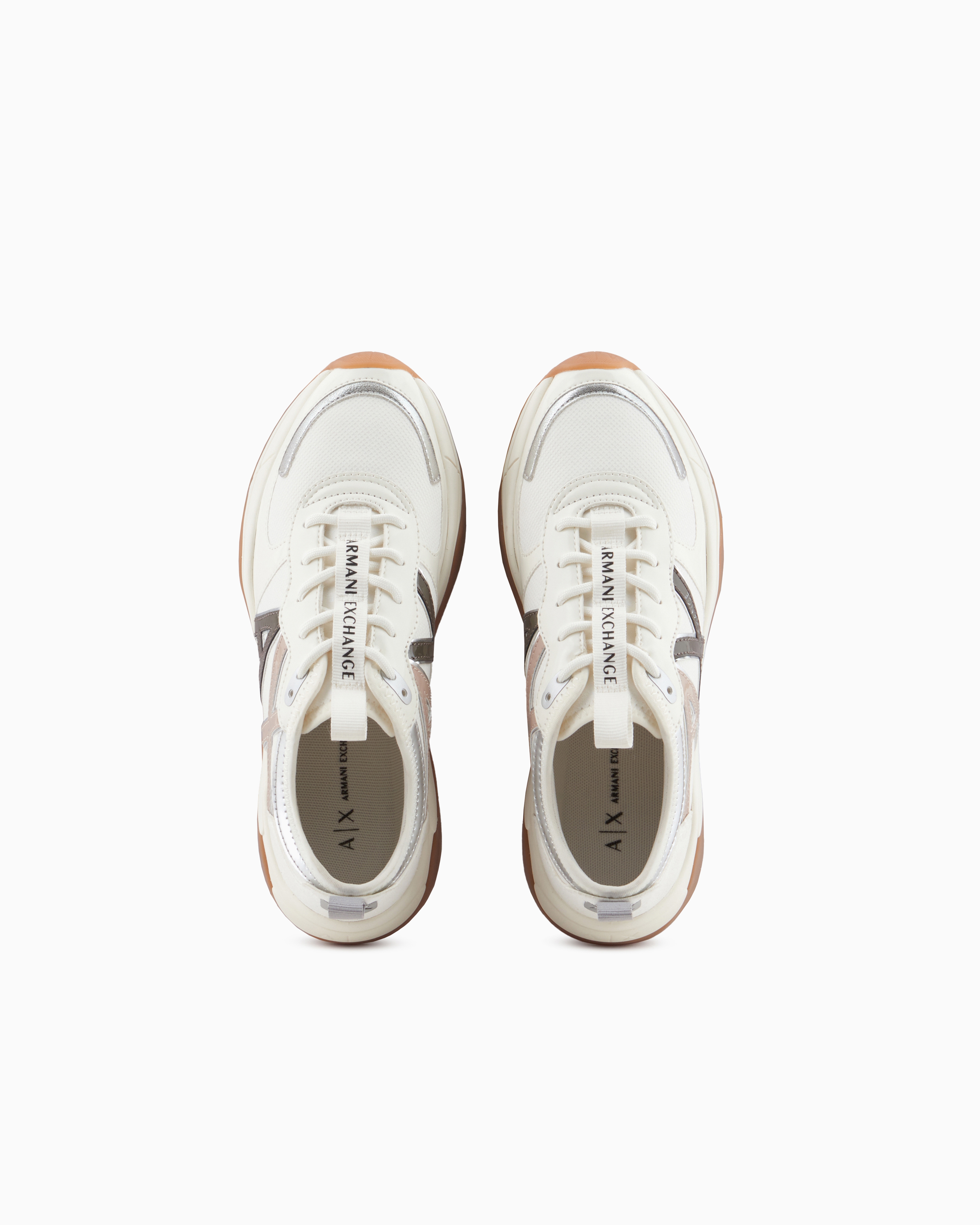 Armani Exchange Chunky Sneakers With Logo In Beige
