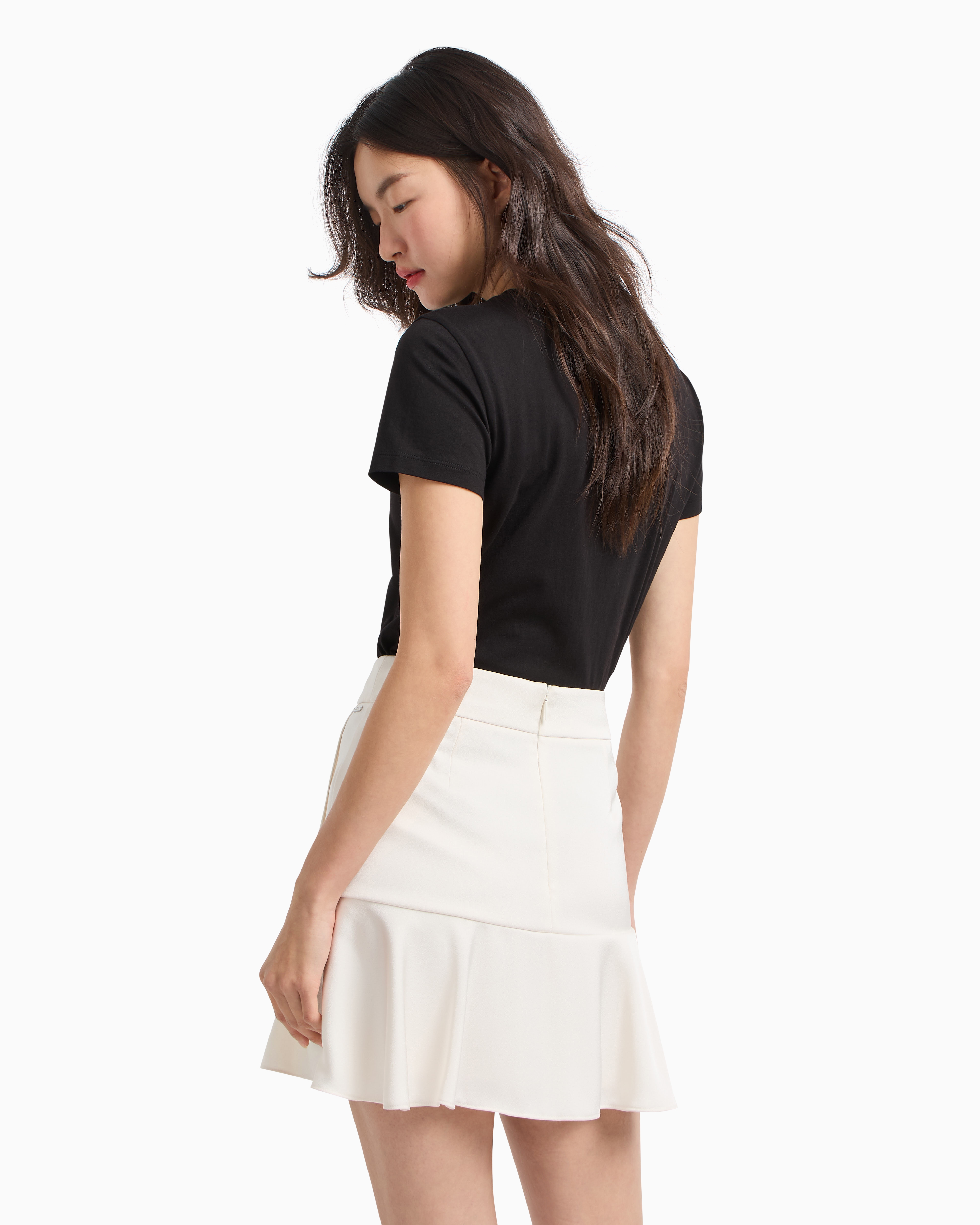 Armani Exchange - Mini skirt matte satin fabric, Woman, White, Size: