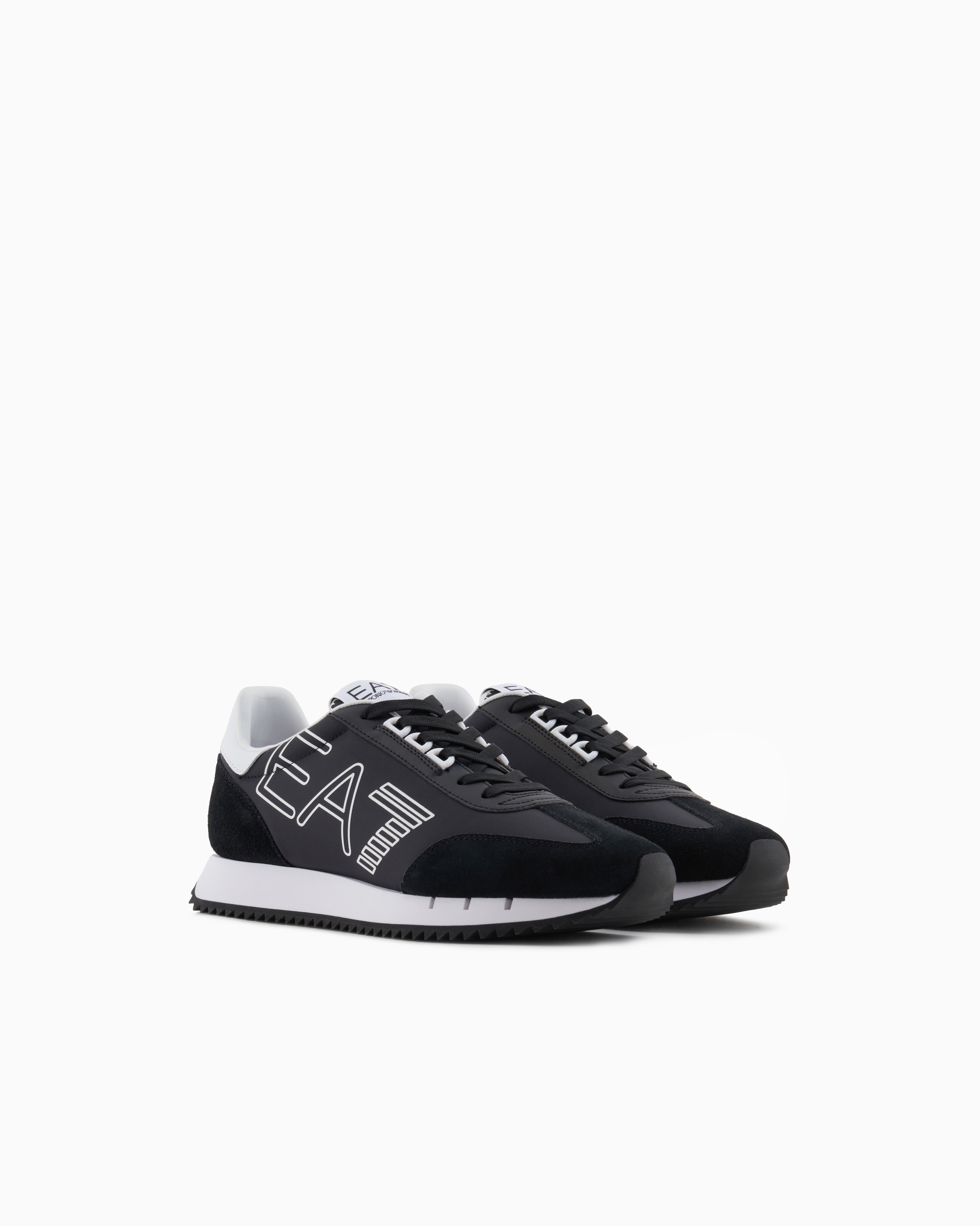 Ea7 Black And White Vintage Sneakers In Schwarz