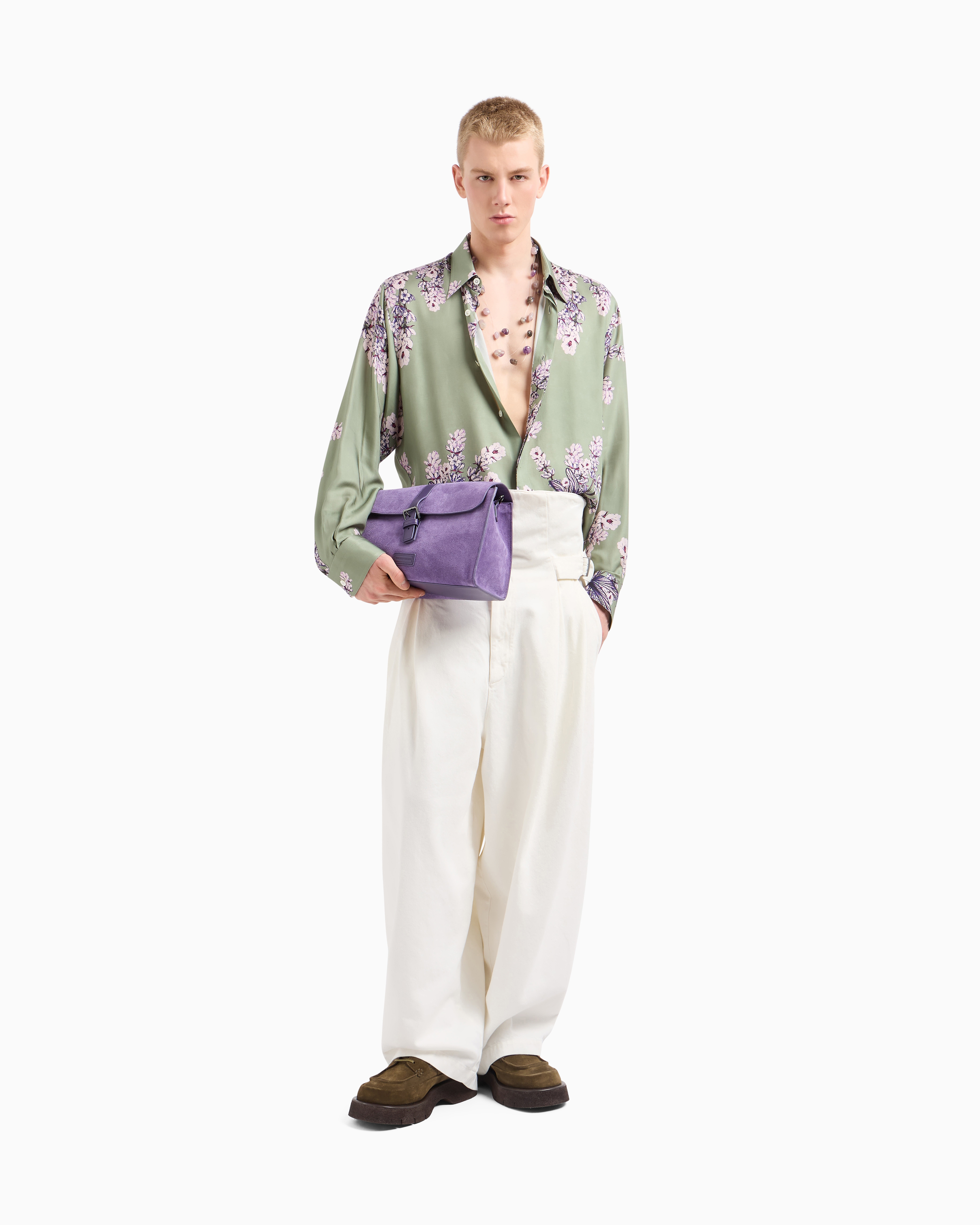 Emporio Armani Floral Print Silk Regular Fit Button Down Shirt In Patterned