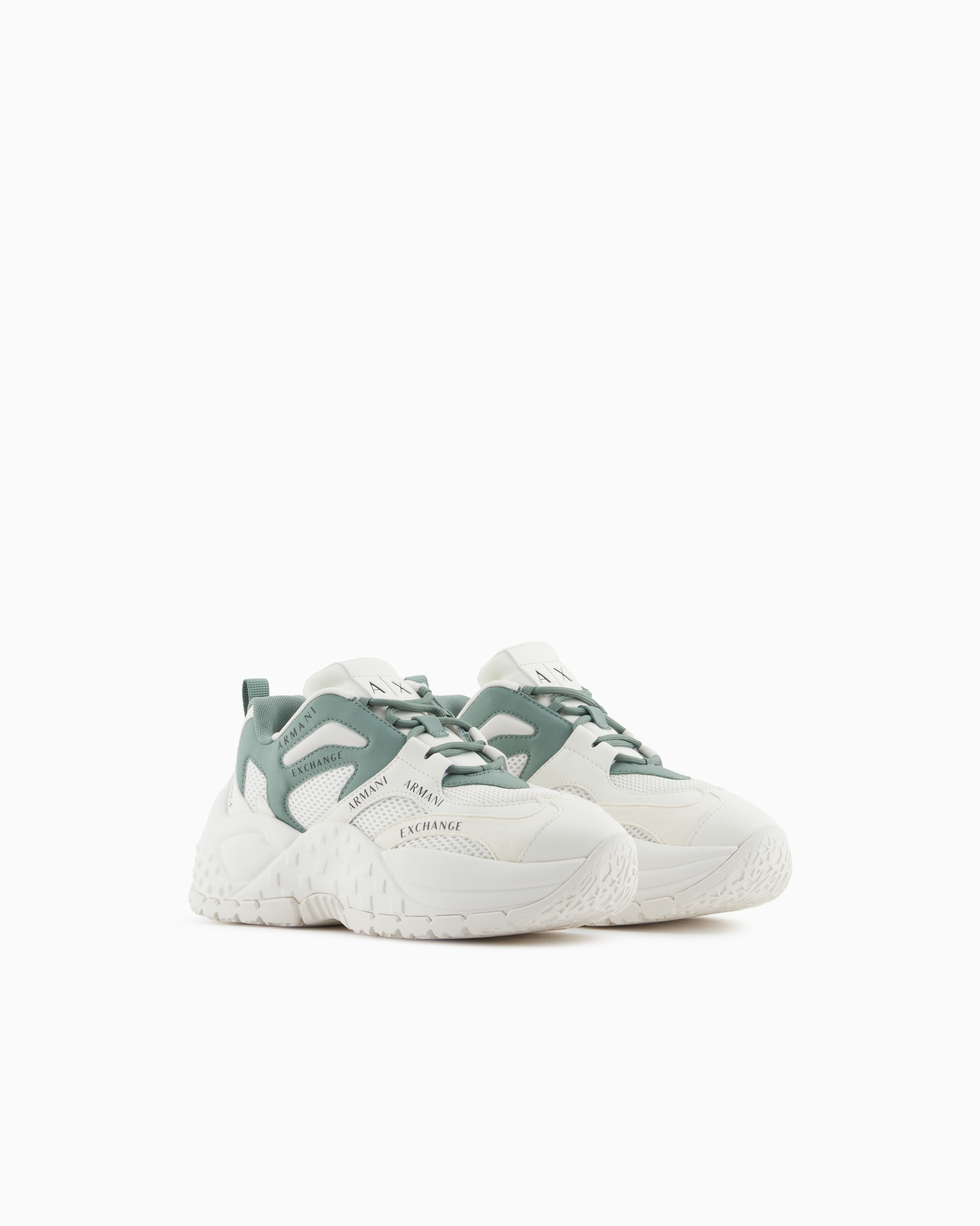 Armani Exchange Mesh Sneakers With Custom Tread In Green