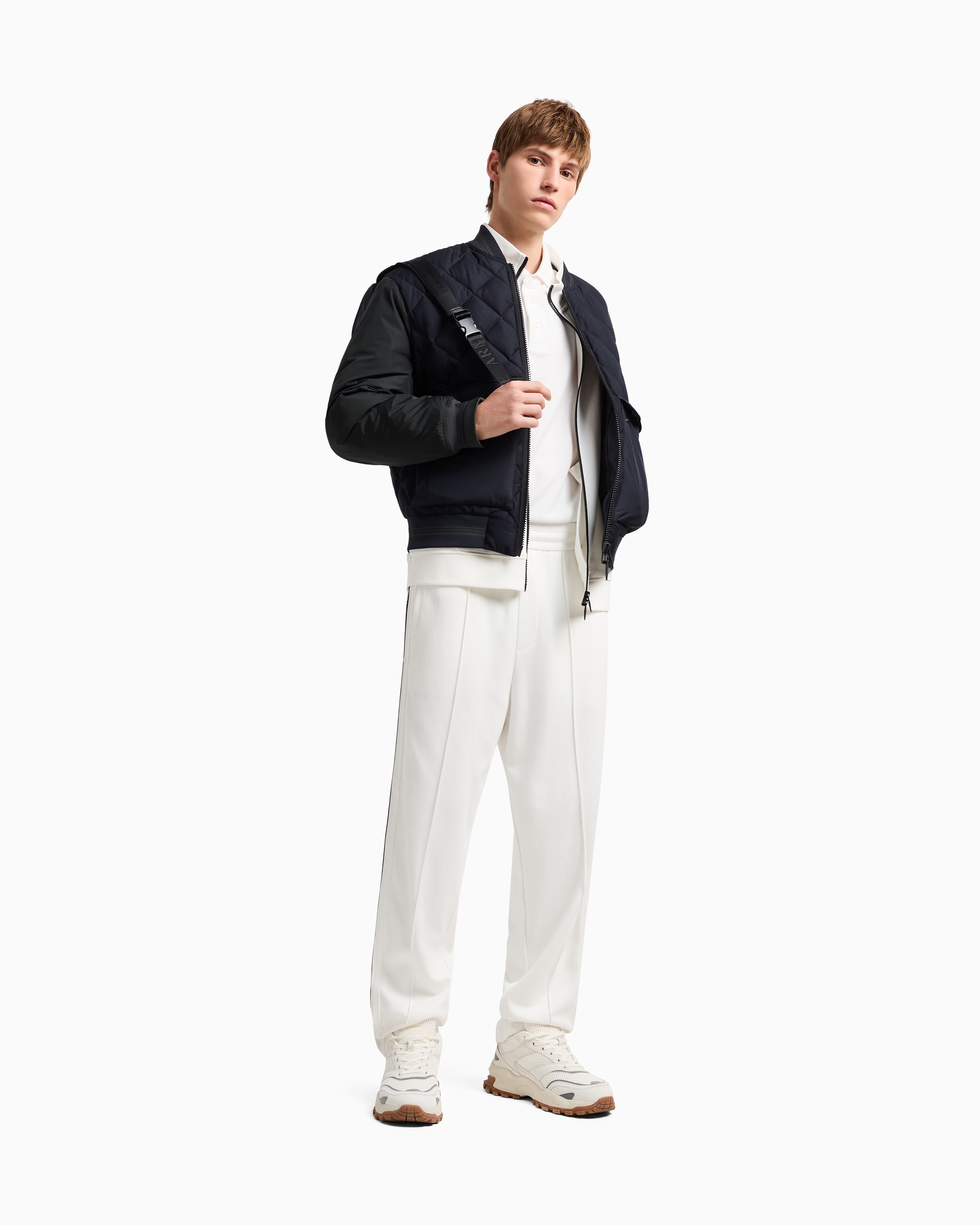 Armani Exchange Regular Fit Piquet Polo With Shoulder Bands In White