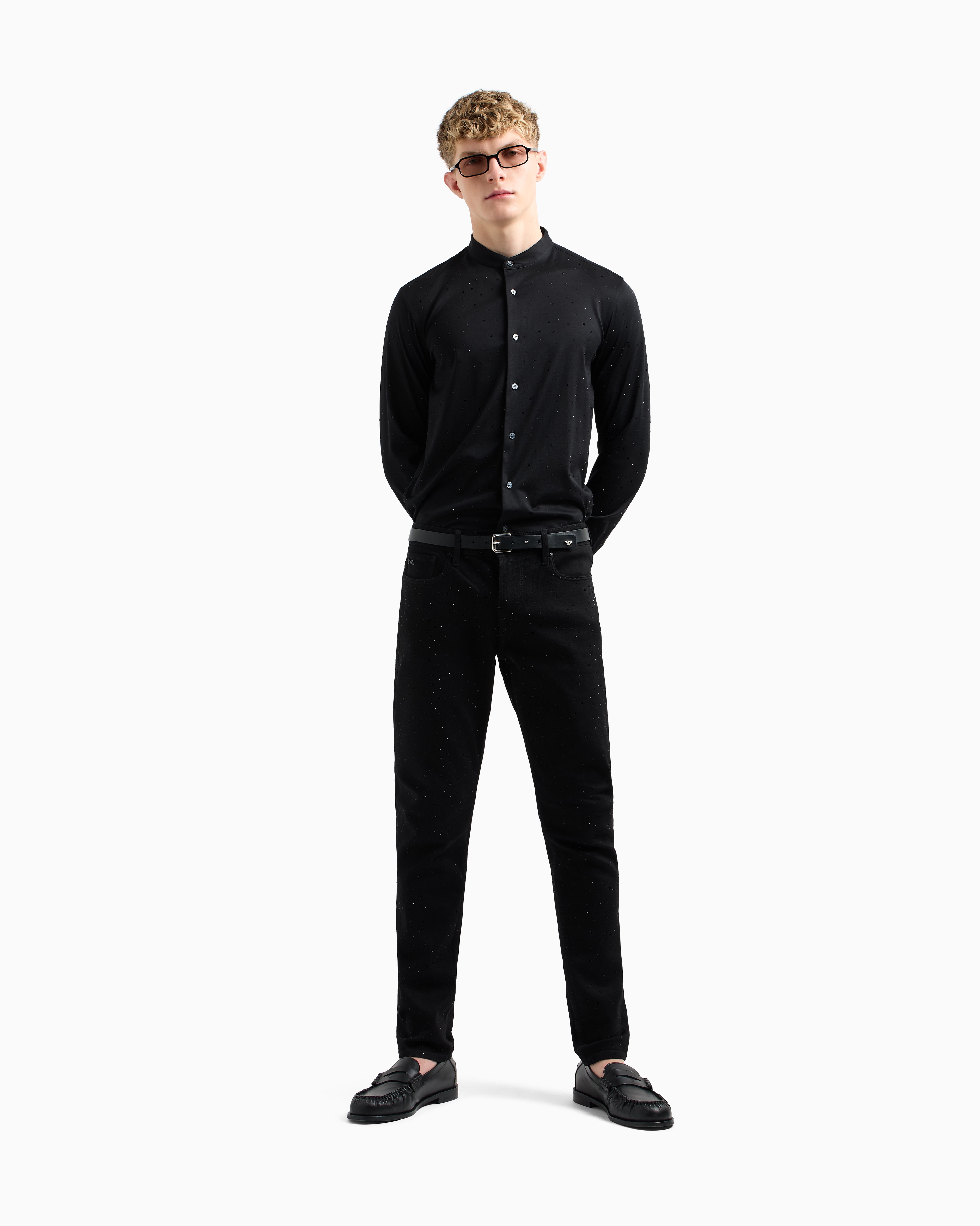 Emporio Armani Slim-cut Denim Jeans In Black