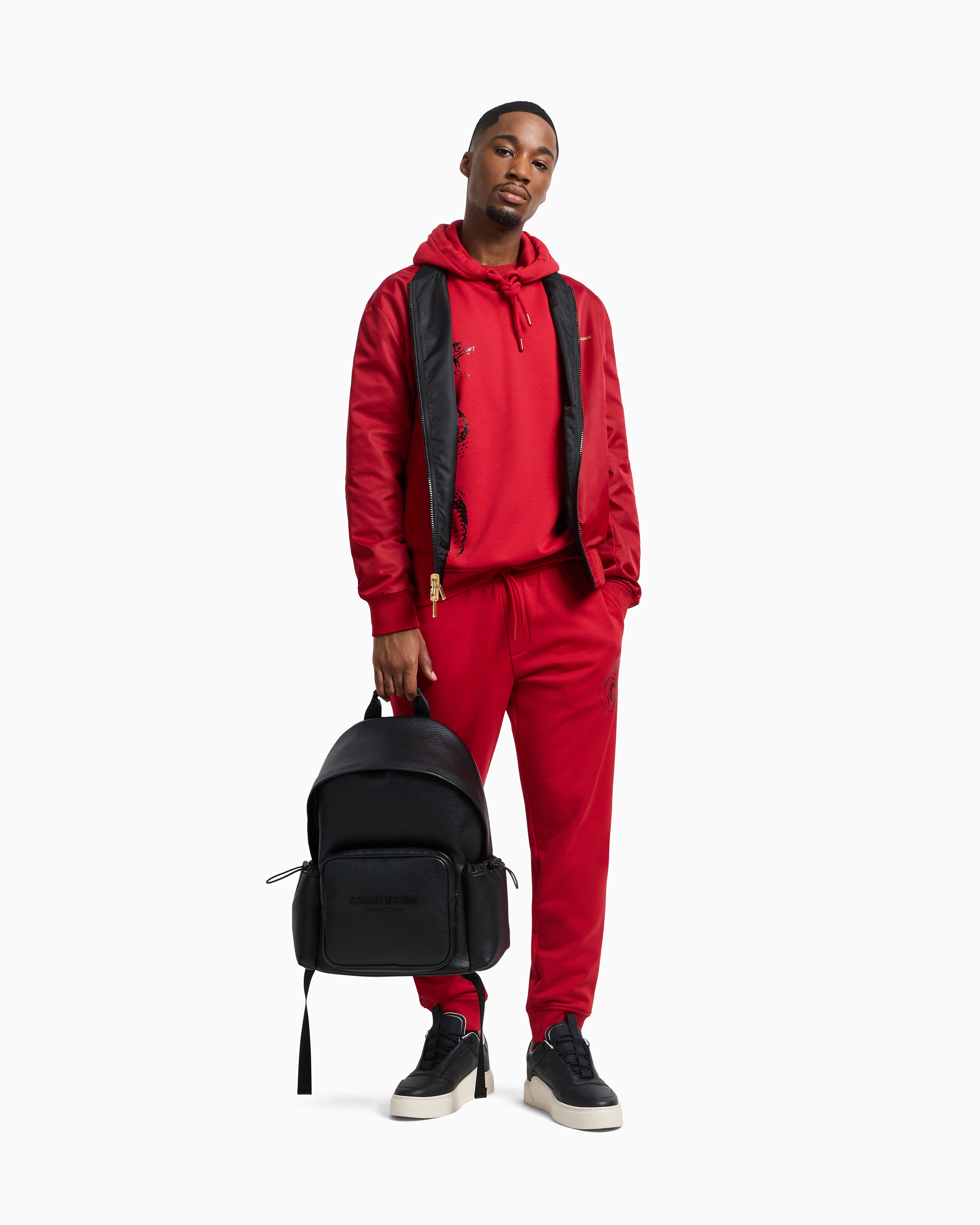 Armani Exchange Lunar New Year Fleece Jogger Trousers In Red