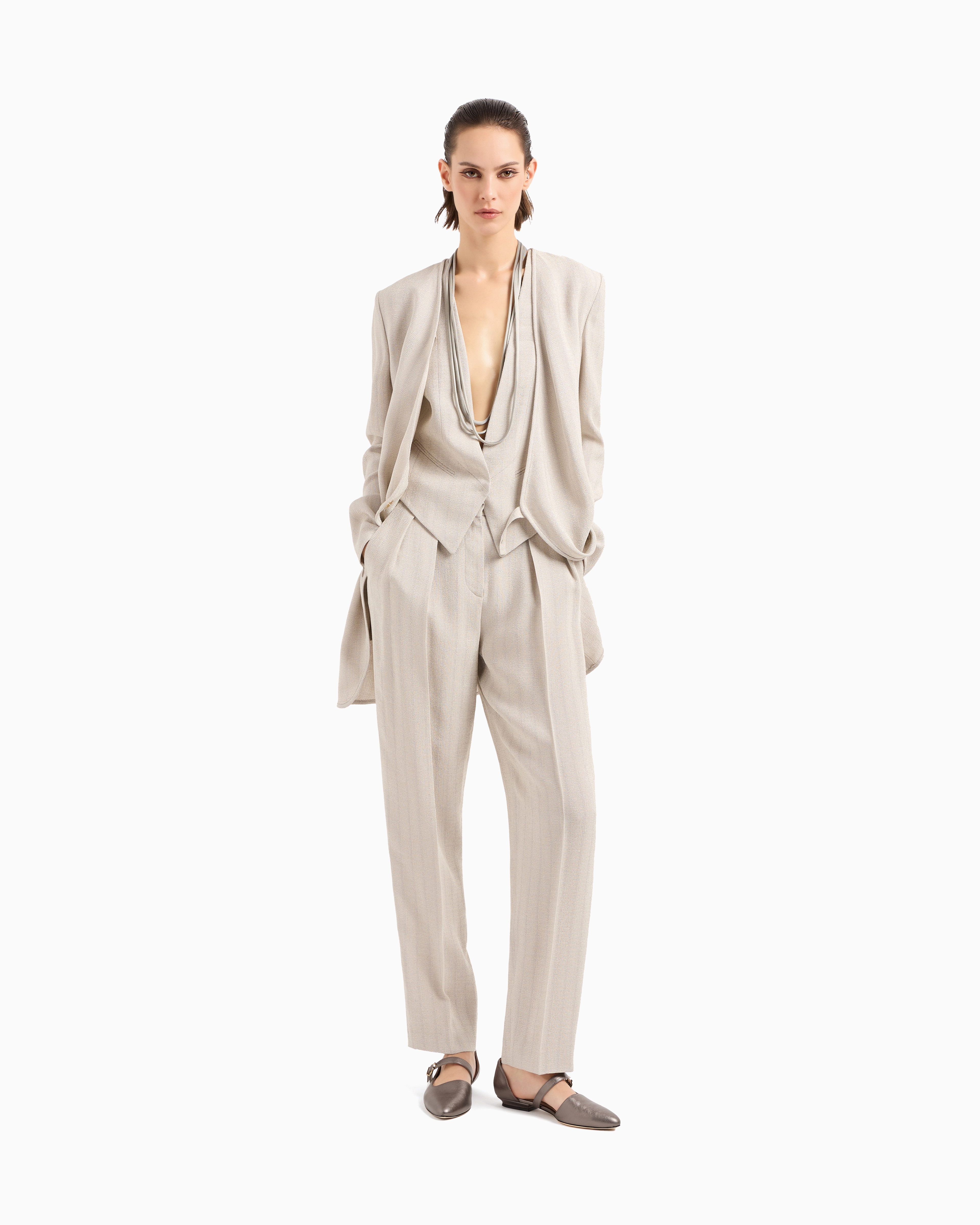 Giorgio Armani Pleat Detailing Trousers In Grey